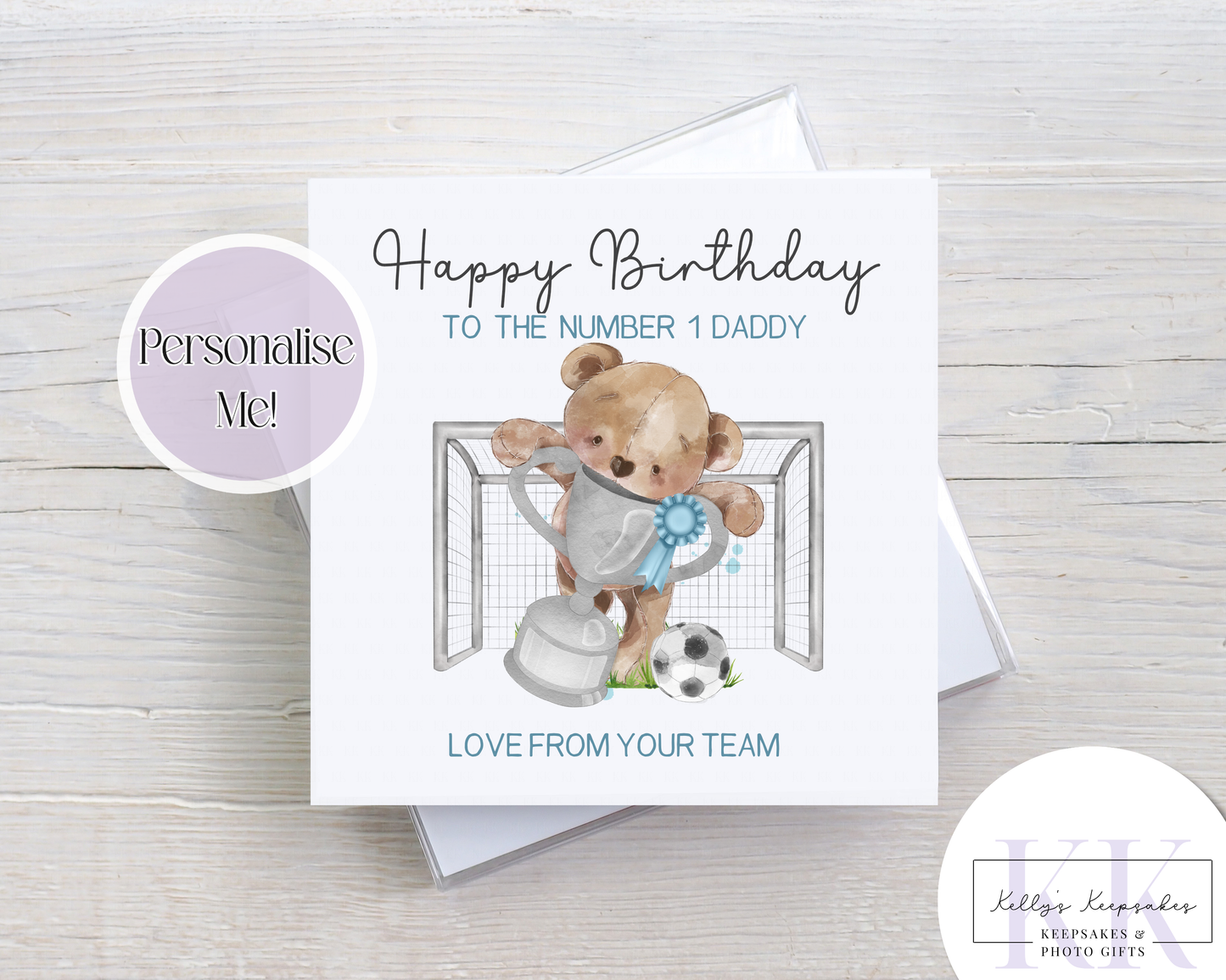 Sporty Teddy Bear Dad Birthday Personalised Card - birthday card - custom card - golf - rugby - football