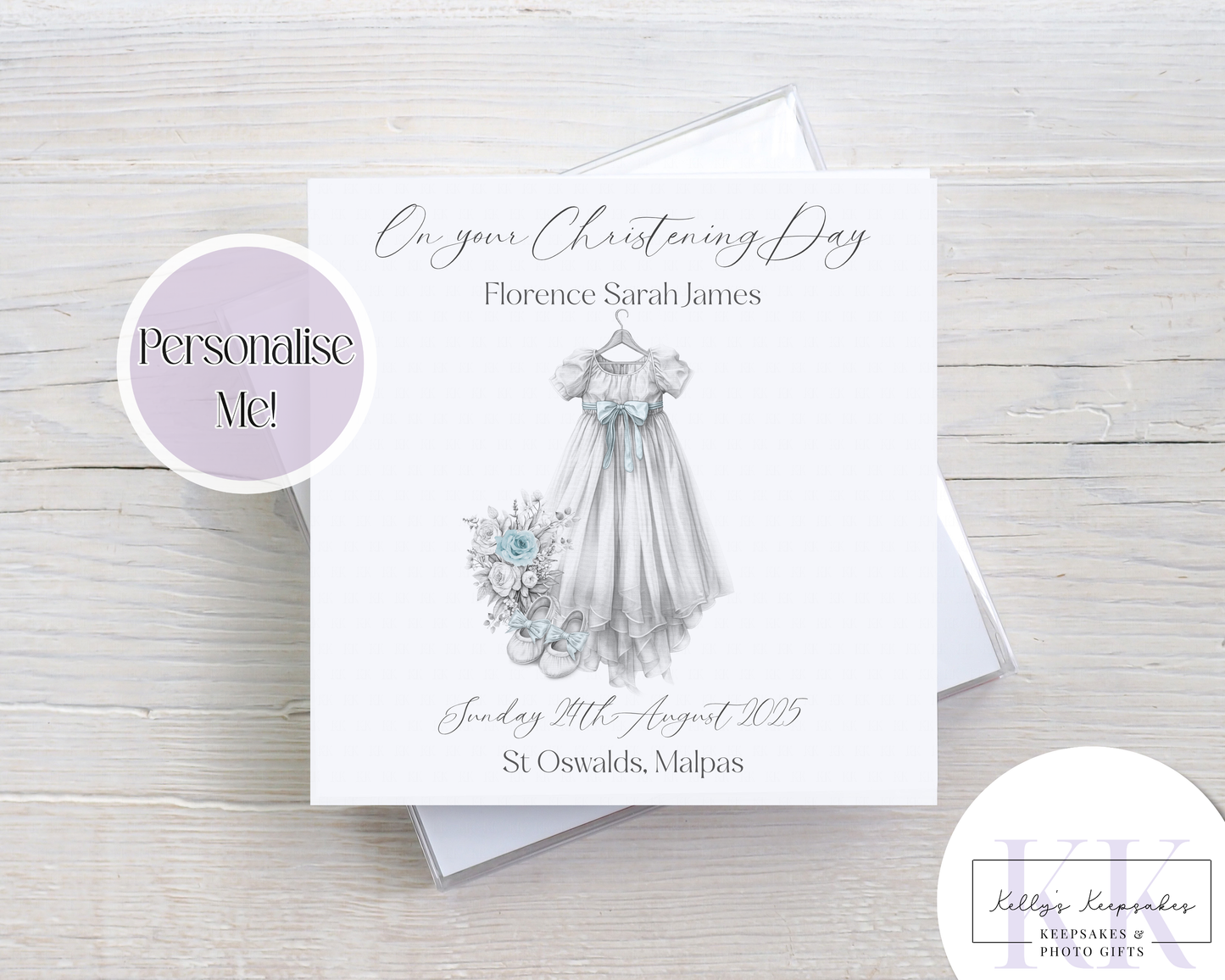 Sketchy christening gown personalised Card - Christening card - custom card