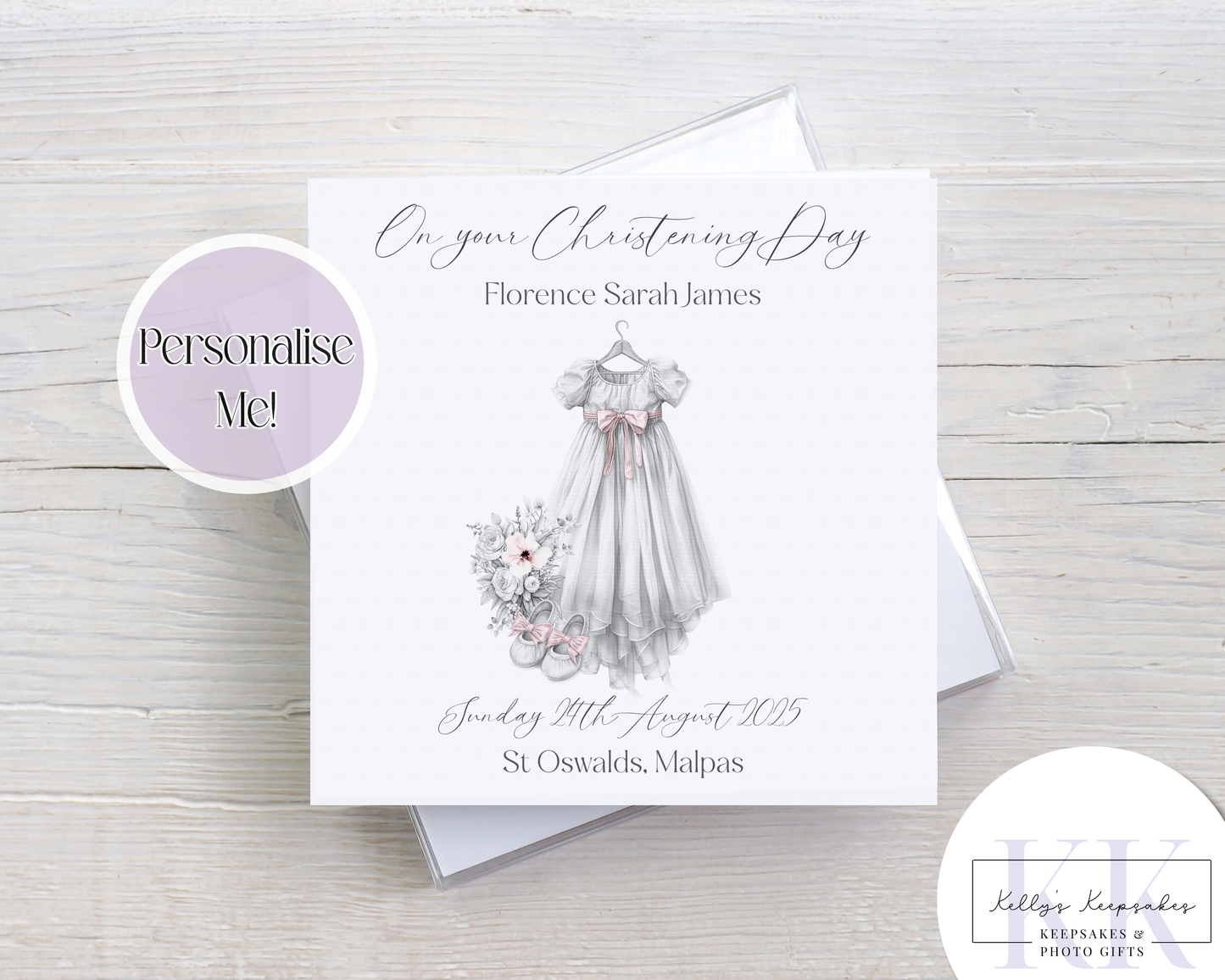 Sketchy christening gown personalised Card - Christening card - custom card