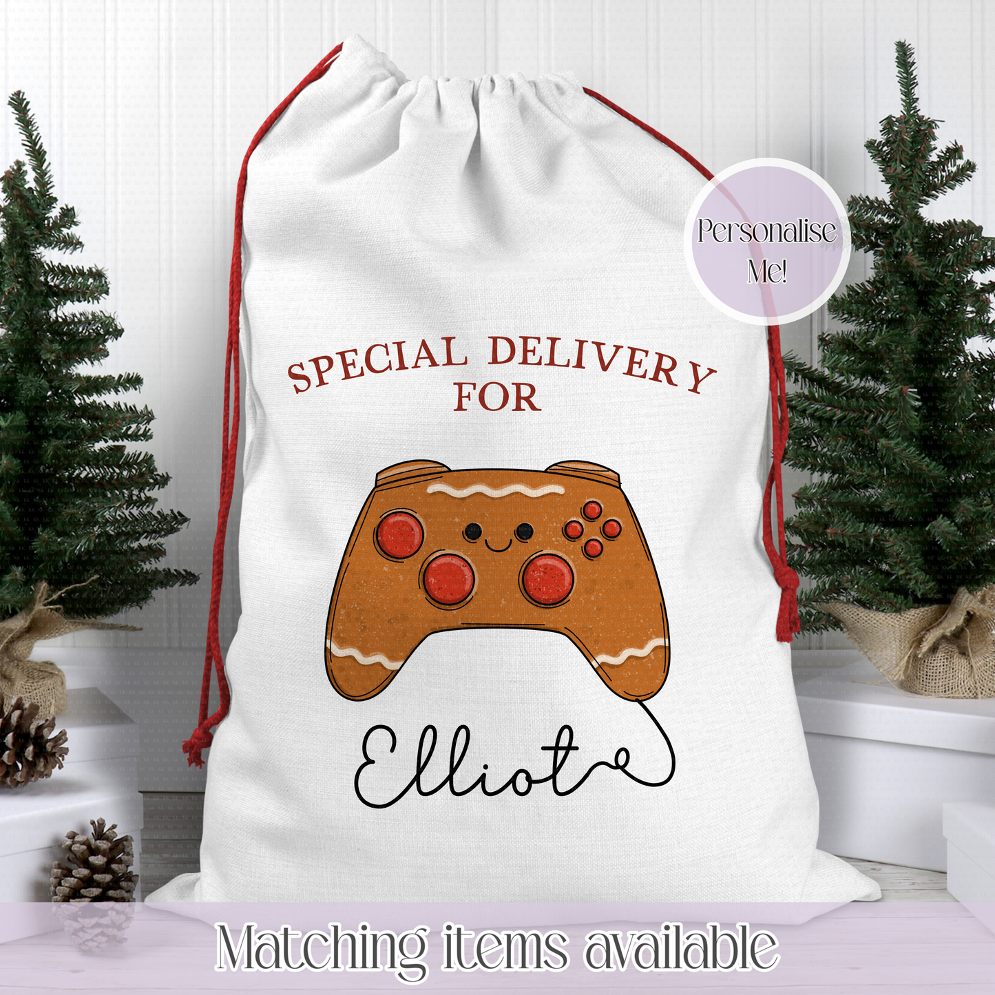 Christmas Gamer Controller Santa Sack - Christmas Sack - 70 x 50 cm - custom name