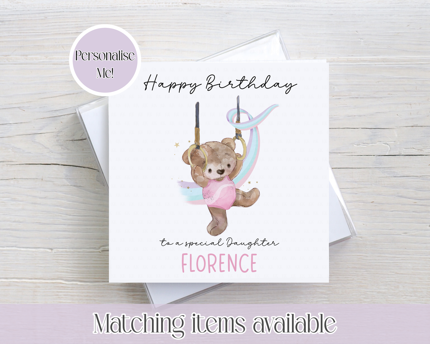 Teddy Bear Gymnastics Personalised Birthday Card - birthday card - custom card