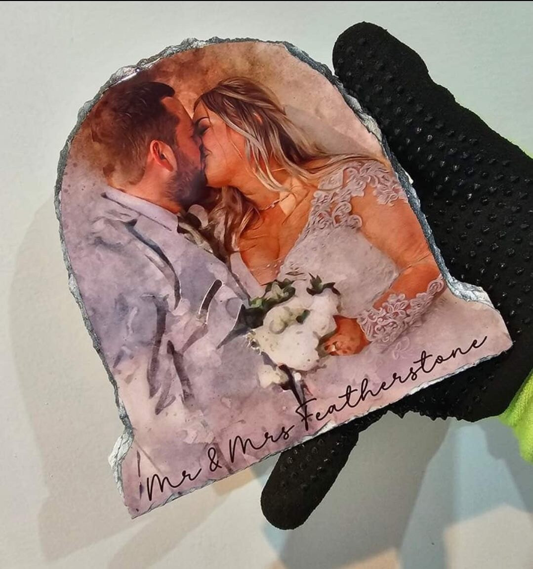 Personalised Wedding Photo Slate Mr&Mrs , MrMr , MrsMrs Keepsake celebration happy couple wedding gift