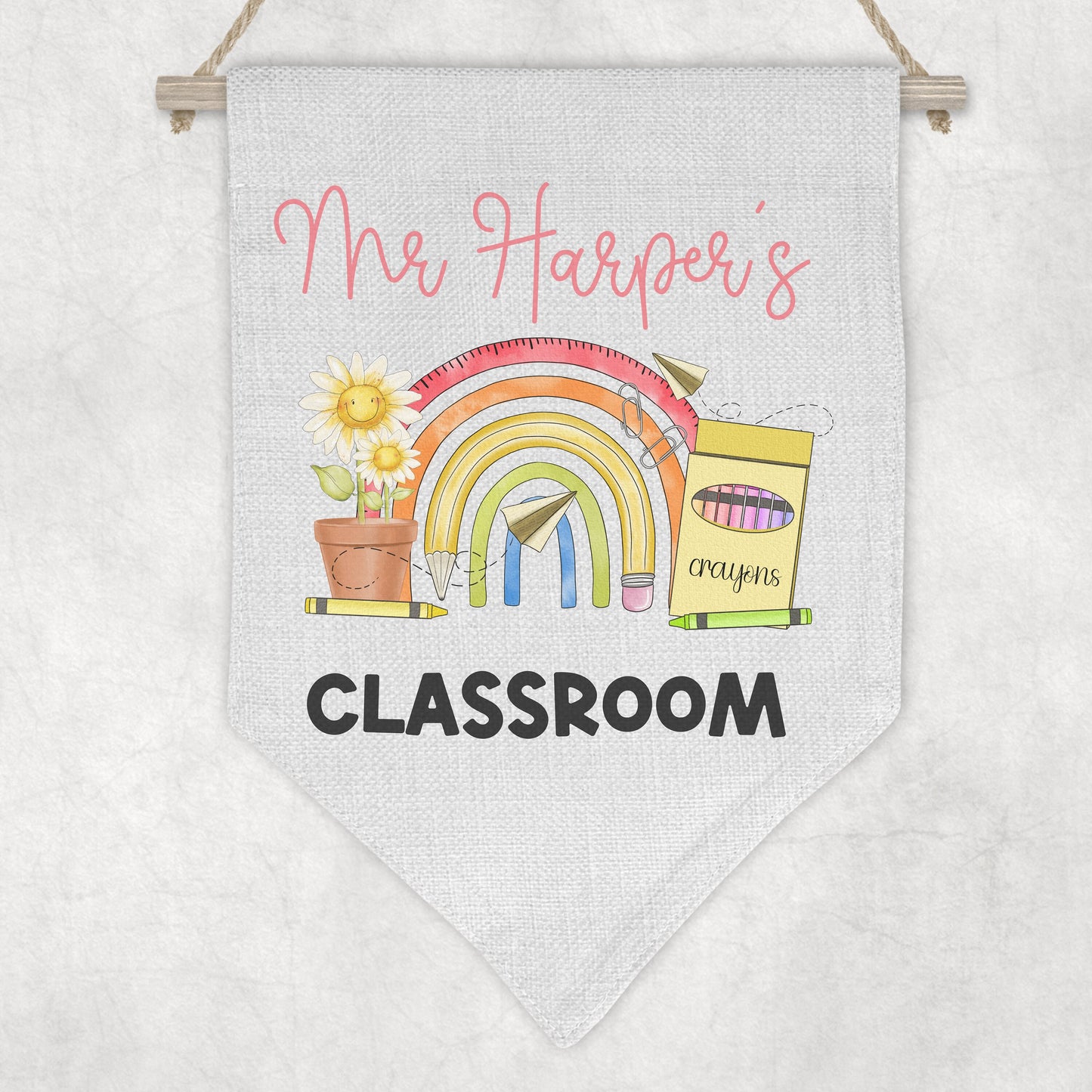 Teachers Personalised Classroom Sign/ Pennant thank you gifts end of term school. Wall Sign Hanging decoration
