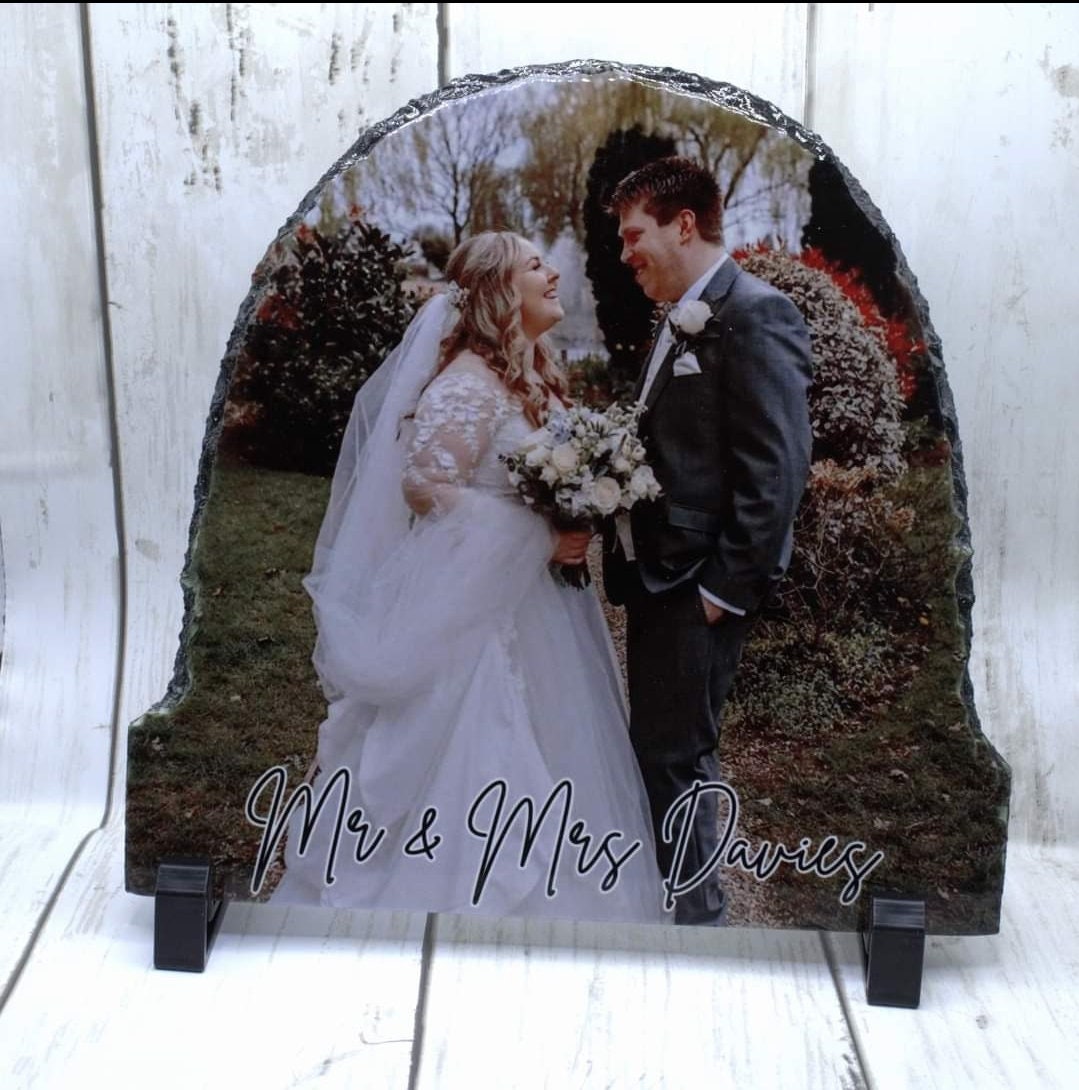 Personalised Wedding Photo Slate Mr&Mrs , MrMr , MrsMrs Keepsake celebration happy couple wedding gift