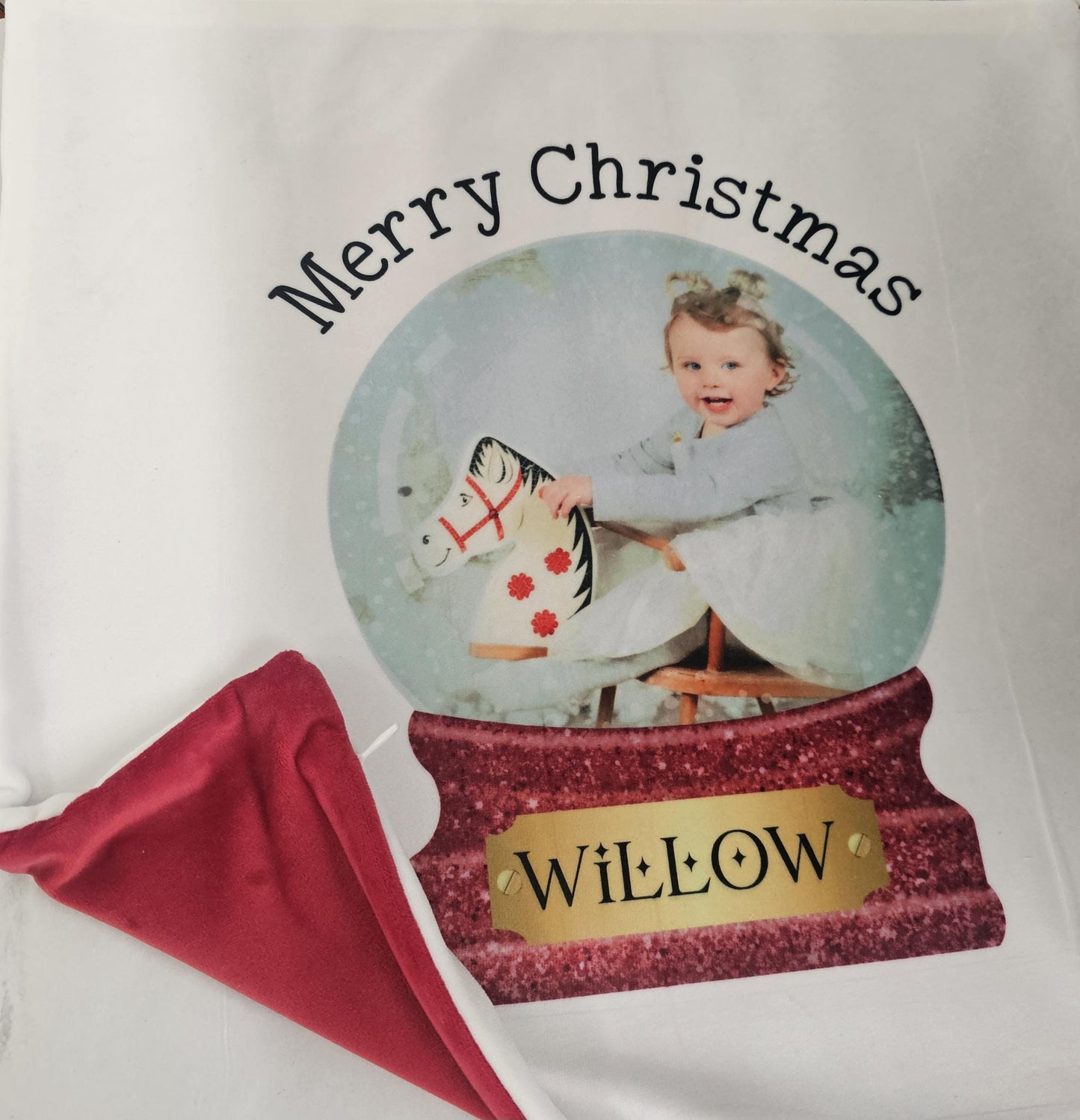 Christmas Snowglobe Personalised Photo Cushion. Merry Christmas Christmas Gift. Gift for grandparents ,nan, grandad, mum, dad