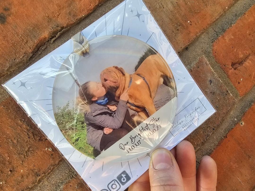 Personalised Memorial Christmas Photo Acrylic Decoration -Lost loved one - lost pet - remembrance bauble - photo bauble
