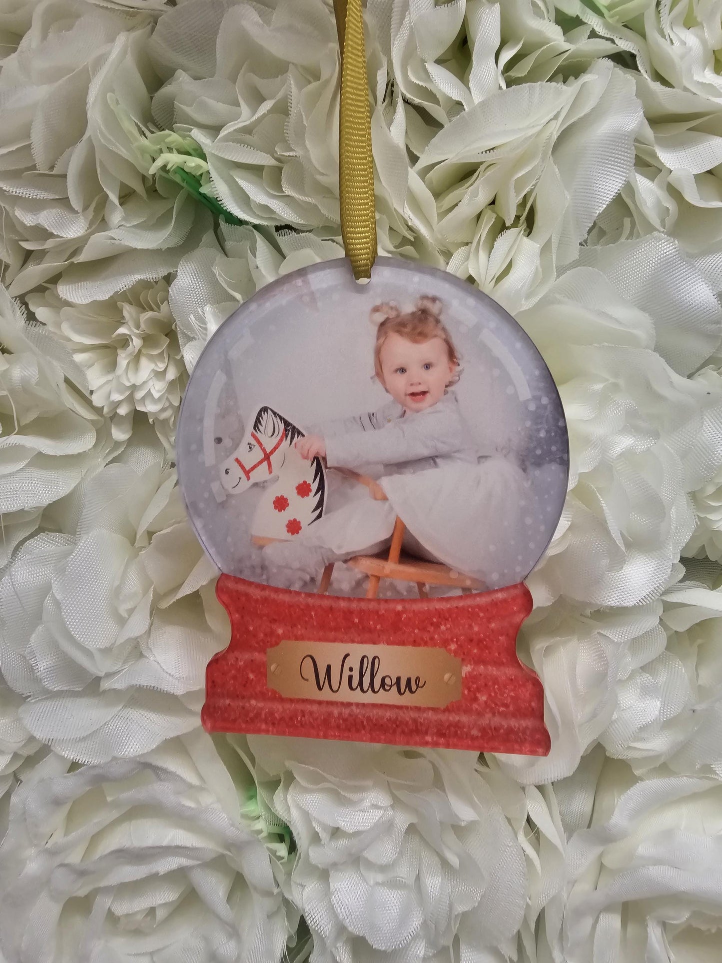 Personalised Snowglobe Photo Bauble - Acrylic Tree Decorations - Photo Gift