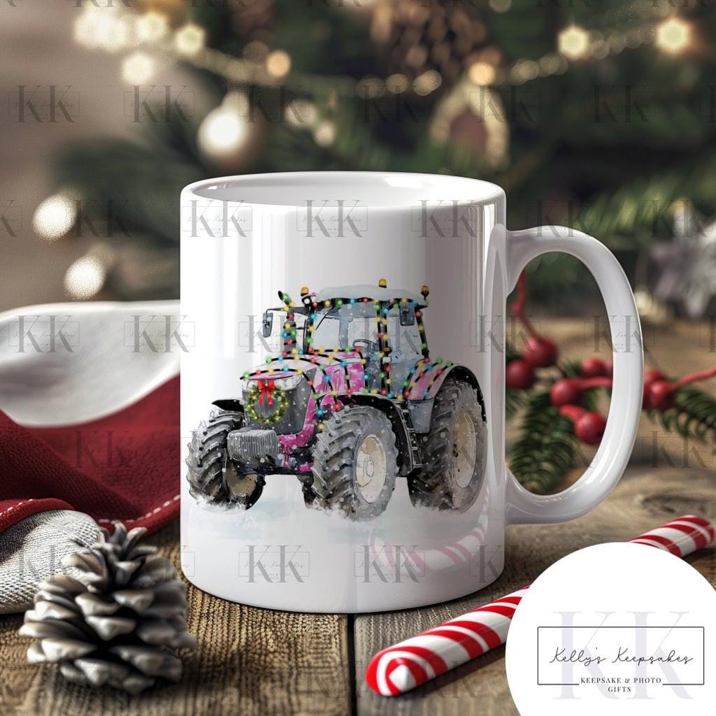Christmas Tractor Mug - Personalised with name - Gift for farmer - gift for him - gift for her