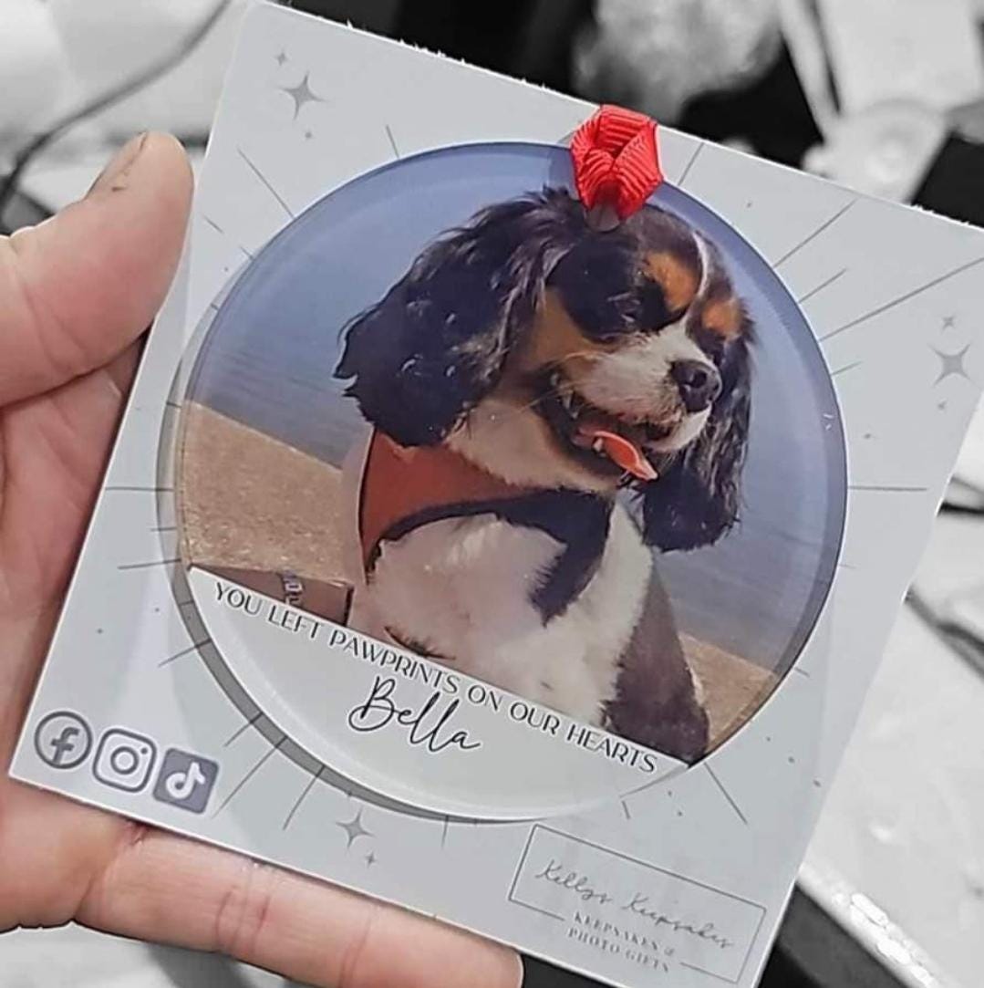 Personalised Memorial Christmas Photo Acrylic Decoration -Lost loved one - lost pet - remembrance bauble - photo bauble