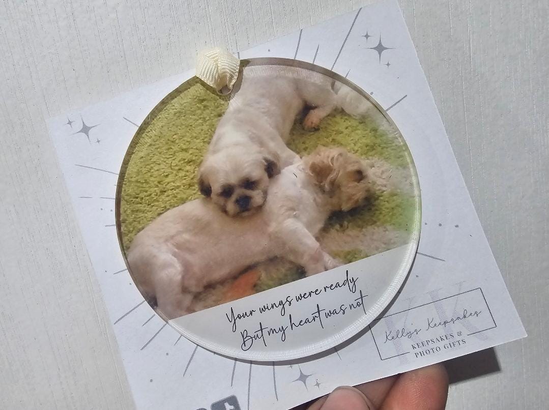Personalised Memorial Christmas Photo Acrylic Decoration -Lost loved one - lost pet - remembrance bauble - photo bauble