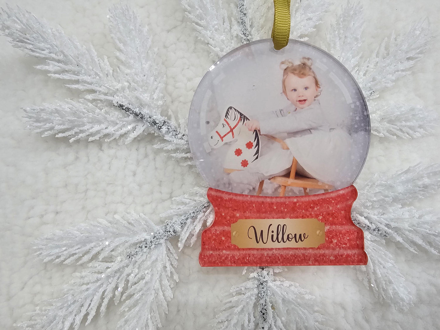 Personalised Snowglobe Photo Bauble - Acrylic Tree Decorations - Photo Gift