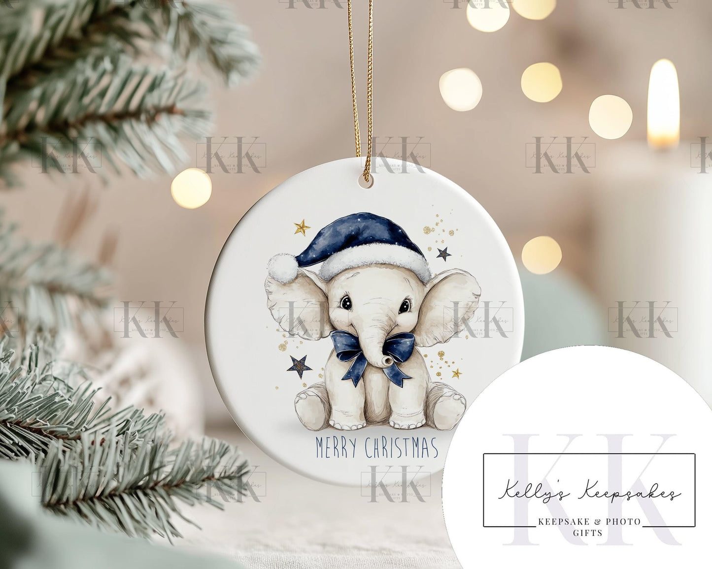 Personalised Elephant First Christmas Bauble. Babies first Christmas decoration. Christmas gift Baby