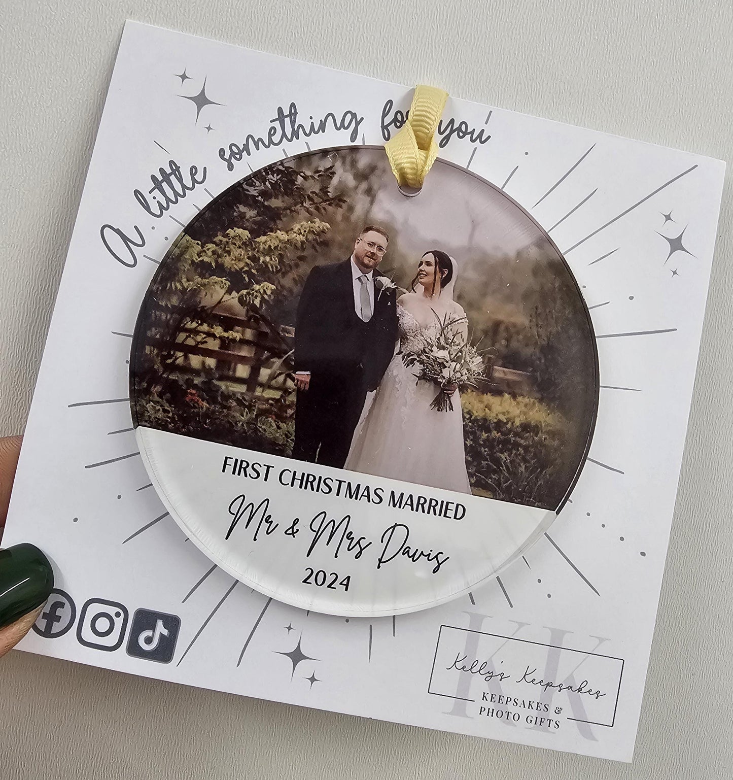 Personalised Our First Christmas Married Photo Acrylic Decoration. Mr and Mrs - Mr and Mr - Mrs and Mrs