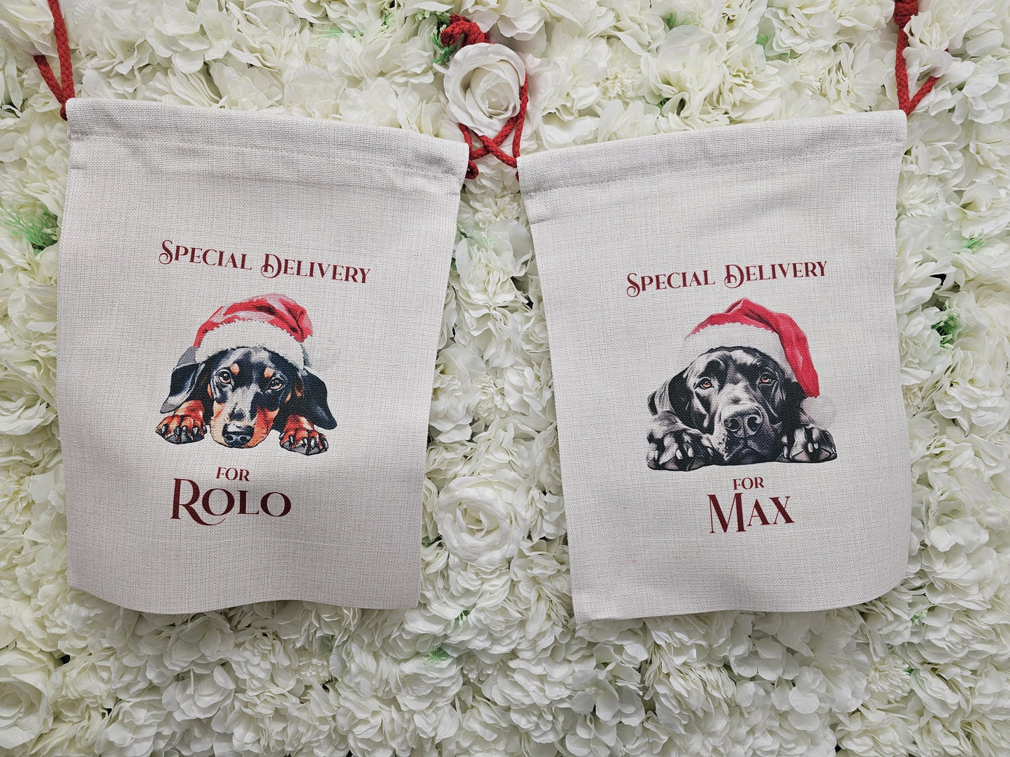 Personalised Dog Breed Santa Present Sack- Treat Sack- Christmas Sack- For The Dog