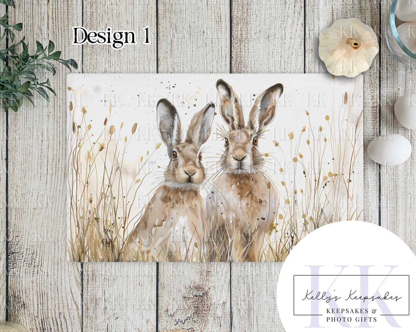Spring Hare Glass Chopping Board - Kitchen Counter Saver - Work Top Saver - Country Decor - Kitchen Decor - New Home Gift