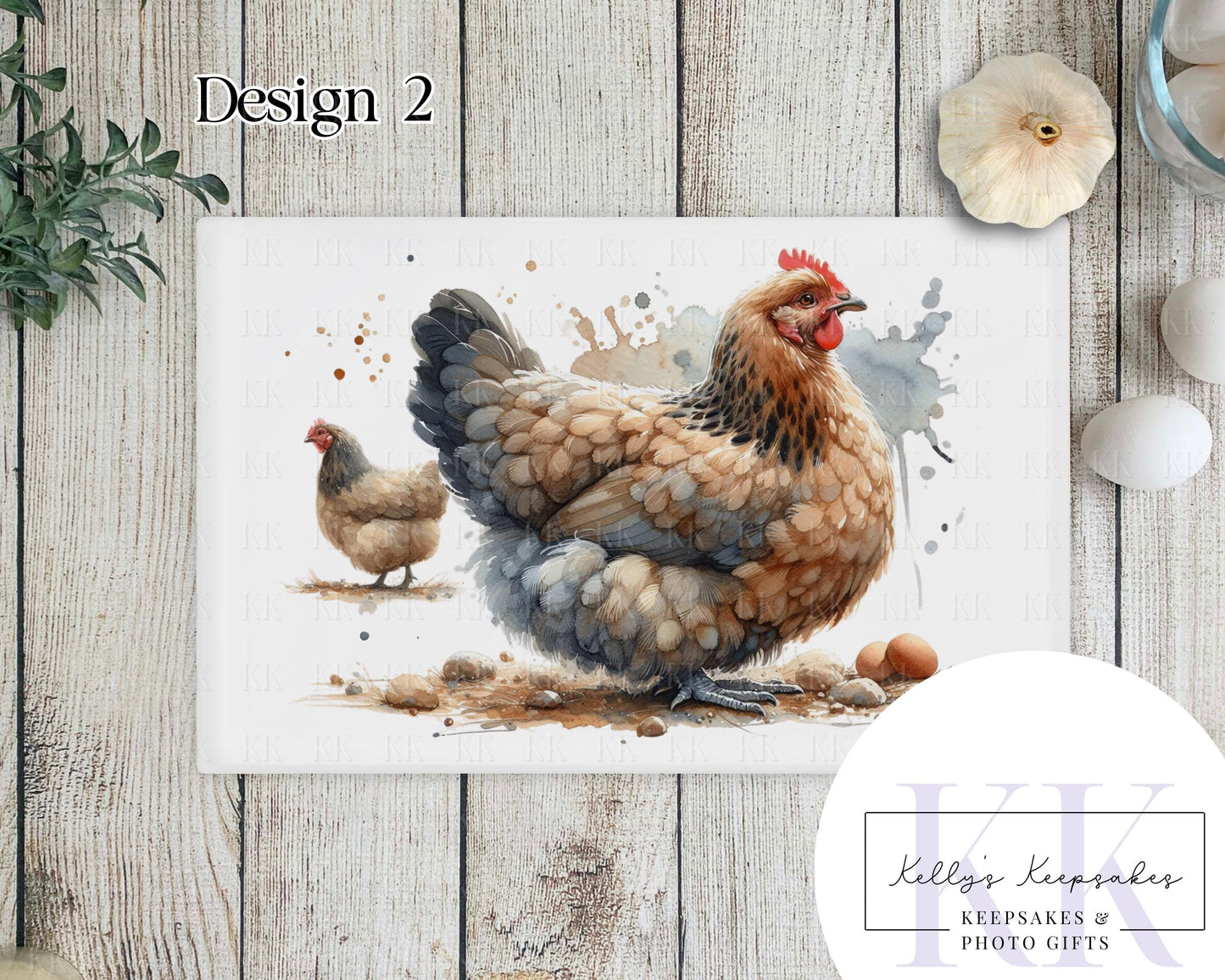 Chicken Glass Chopping Board - Kitchen Counter Saver - Work Top Saver - Farm Animals - Kitchen Decor - New Home Gift