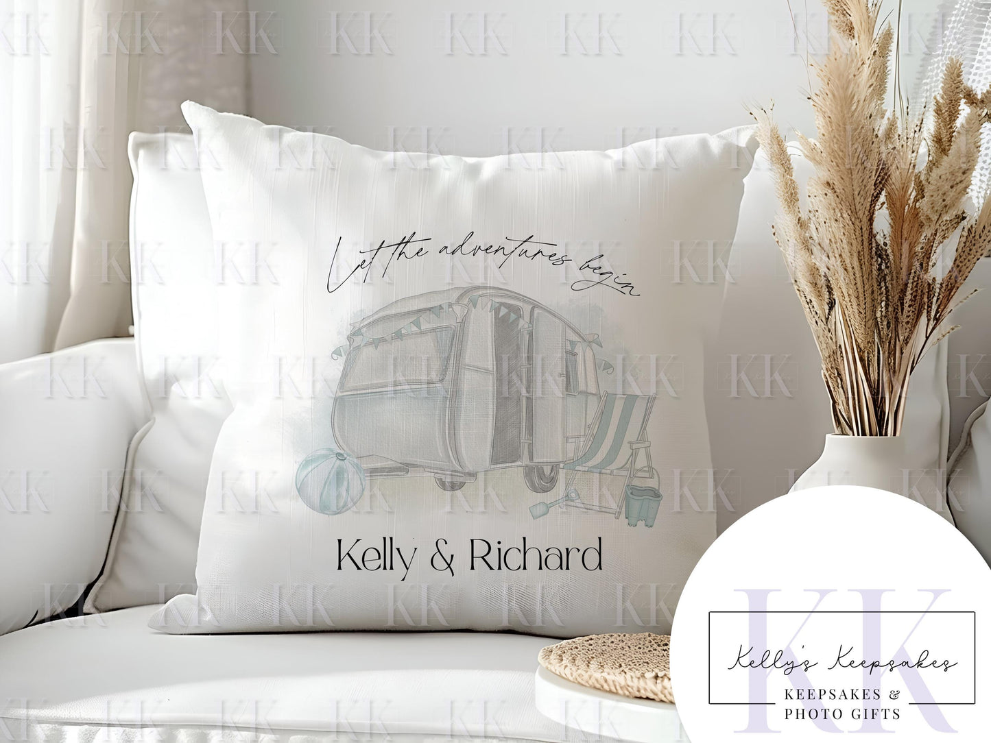 Personalised Velvet Caravan Cushion - Caravan life - Caravaners - Personalised Gift - Gift For Him or Her