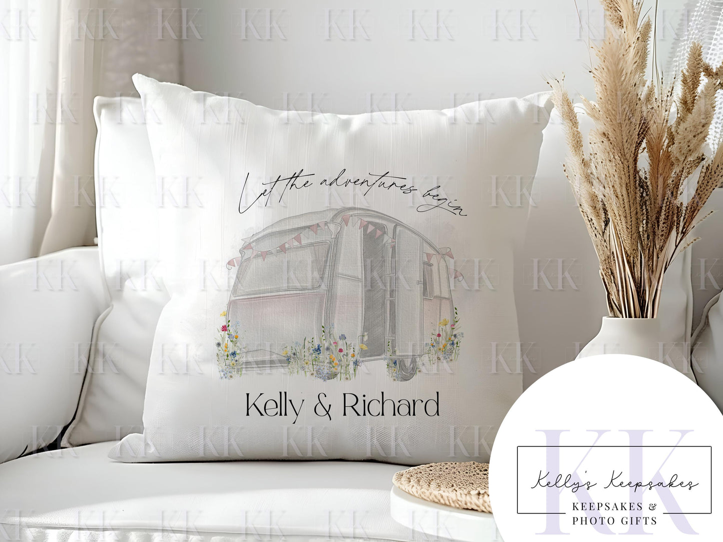 Personalised Velvet Caravan Cushion - Caravan life - Caravaners - Personalised Gift - Gift For Him or Her