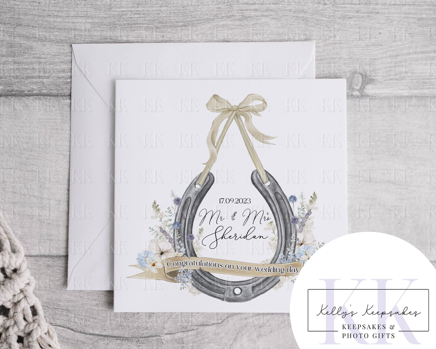 Personalised - Congratulations On Your Wedding Day - Horse shoe Personalised Card - Wedding Gift