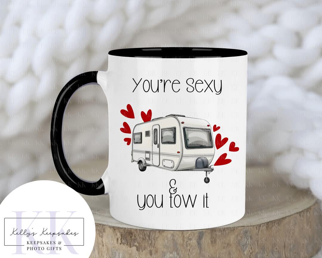Caravan Valentines Day Letter Mug - You're Sexy And You Tow it - Valentines Day Gift - For Him - For her - Caravan Humour Mug