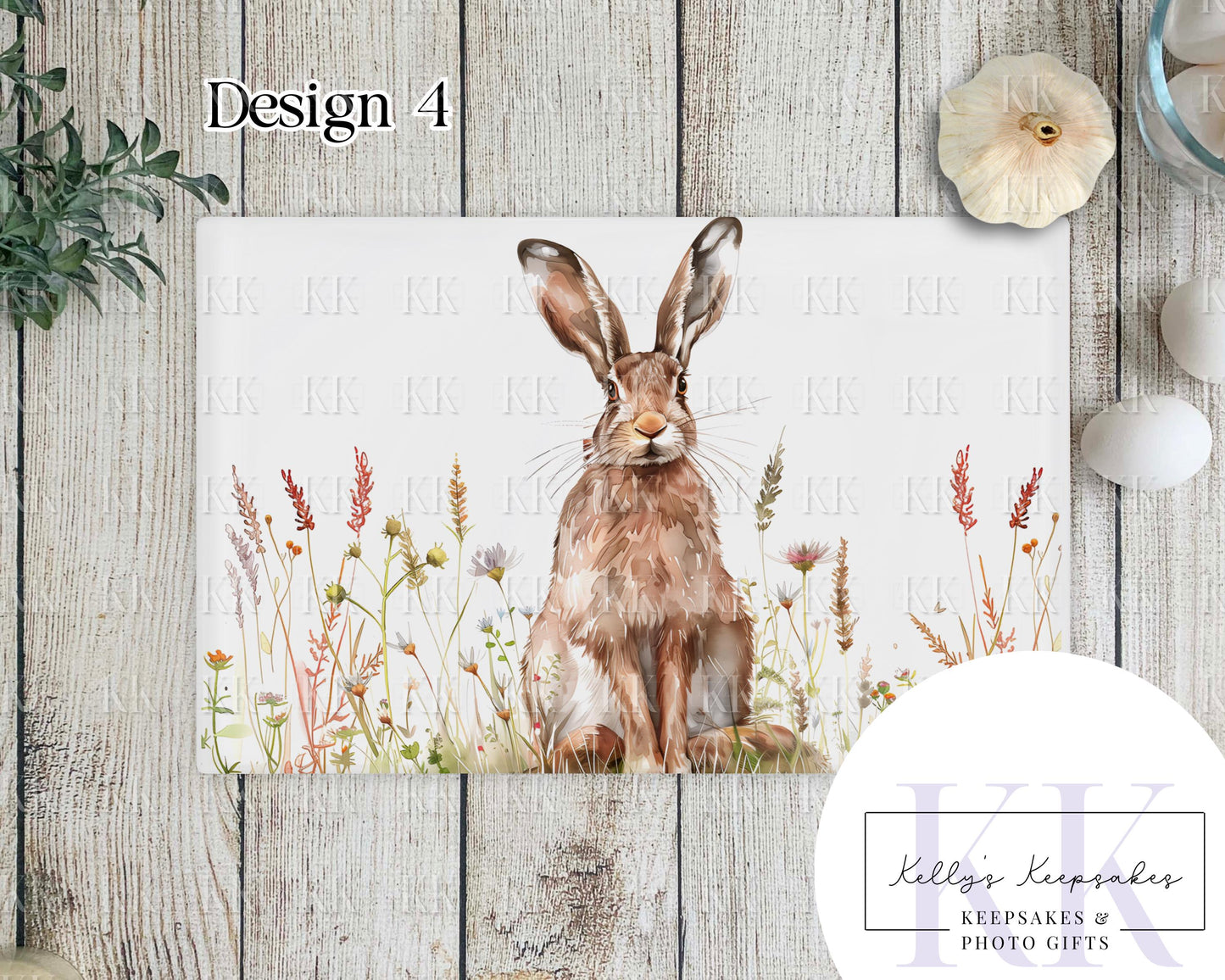 Spring Hare Glass Chopping Board - Kitchen Counter Saver - Work Top Saver - Country Decor - Kitchen Decor - New Home Gift
