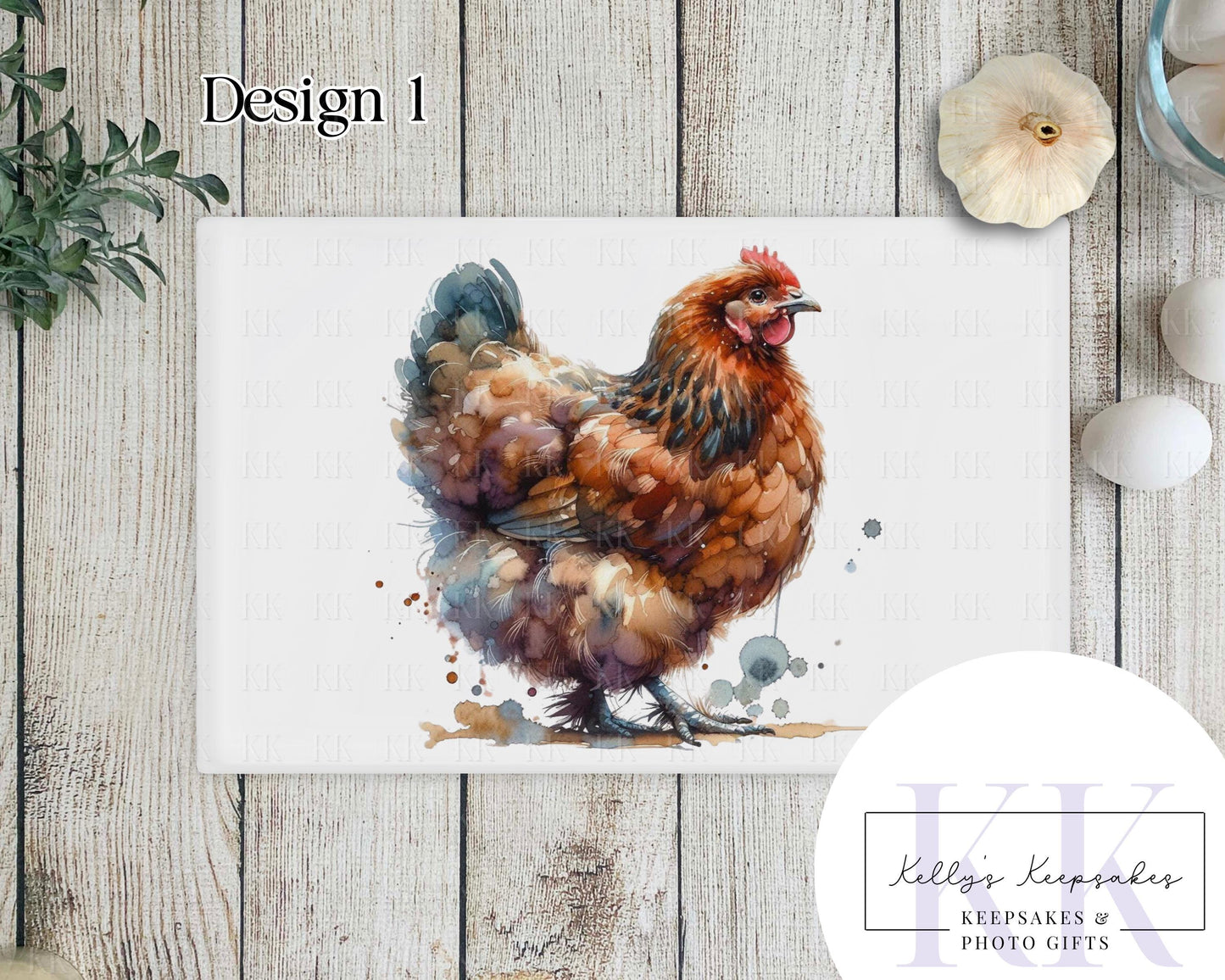 Chicken Glass Chopping Board - Kitchen Counter Saver - Work Top Saver - Farm Animals - Kitchen Decor - New Home Gift