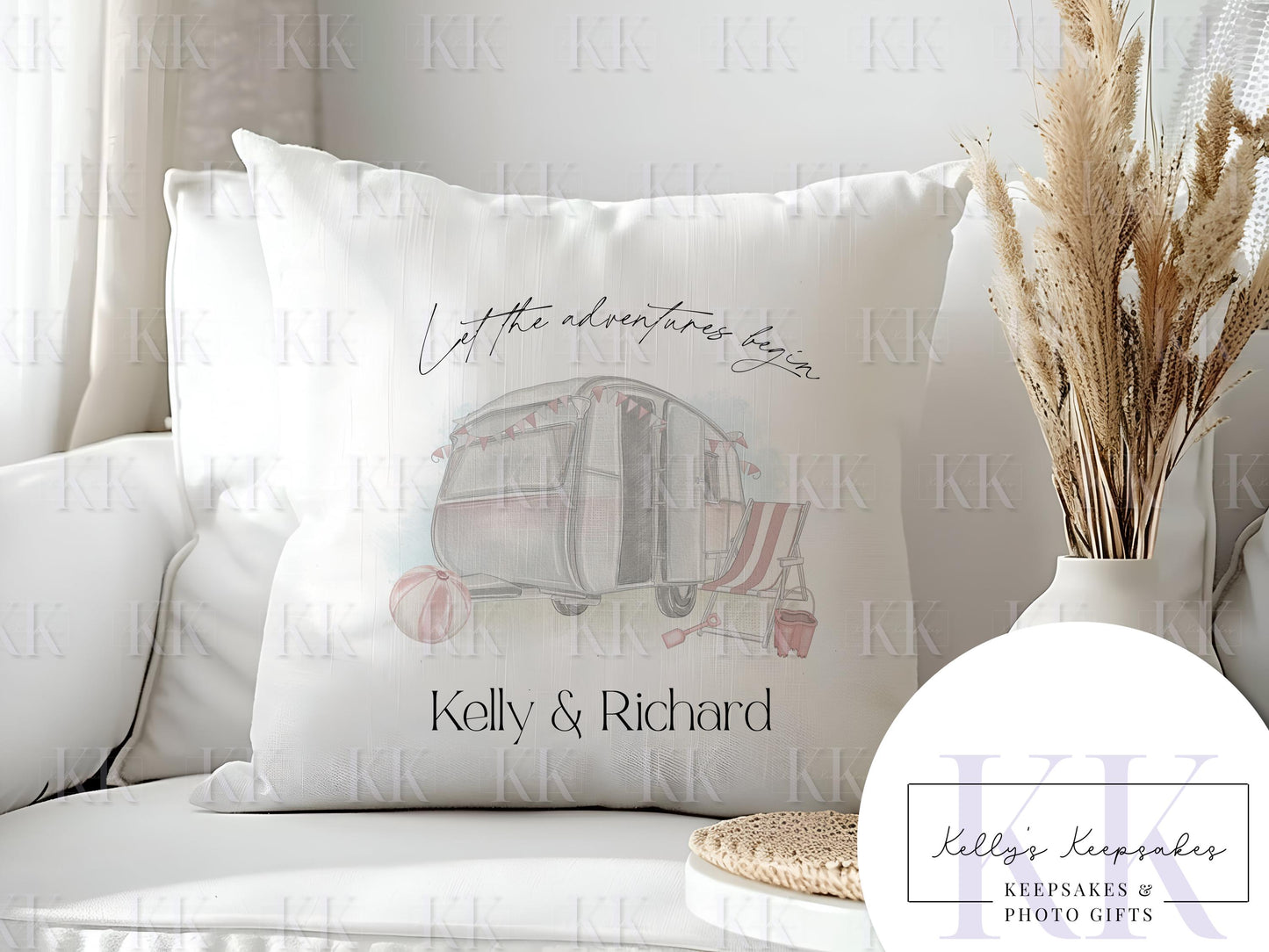 Personalised Velvet Caravan Cushion - Caravan life - Caravaners - Personalised Gift - Gift For Him or Her