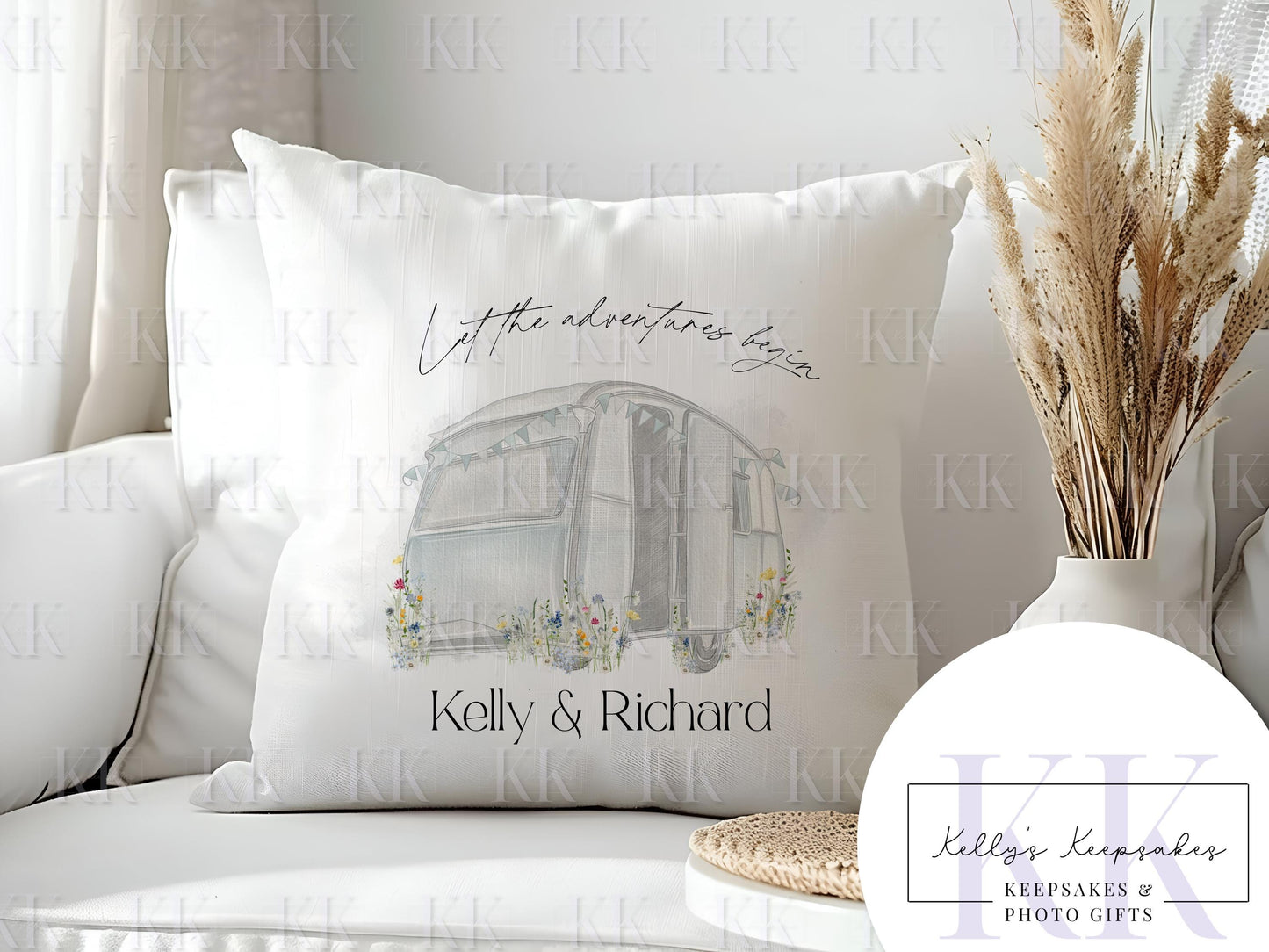 Personalised Velvet Caravan Cushion - Caravan life - Caravaners - Personalised Gift - Gift For Him or Her