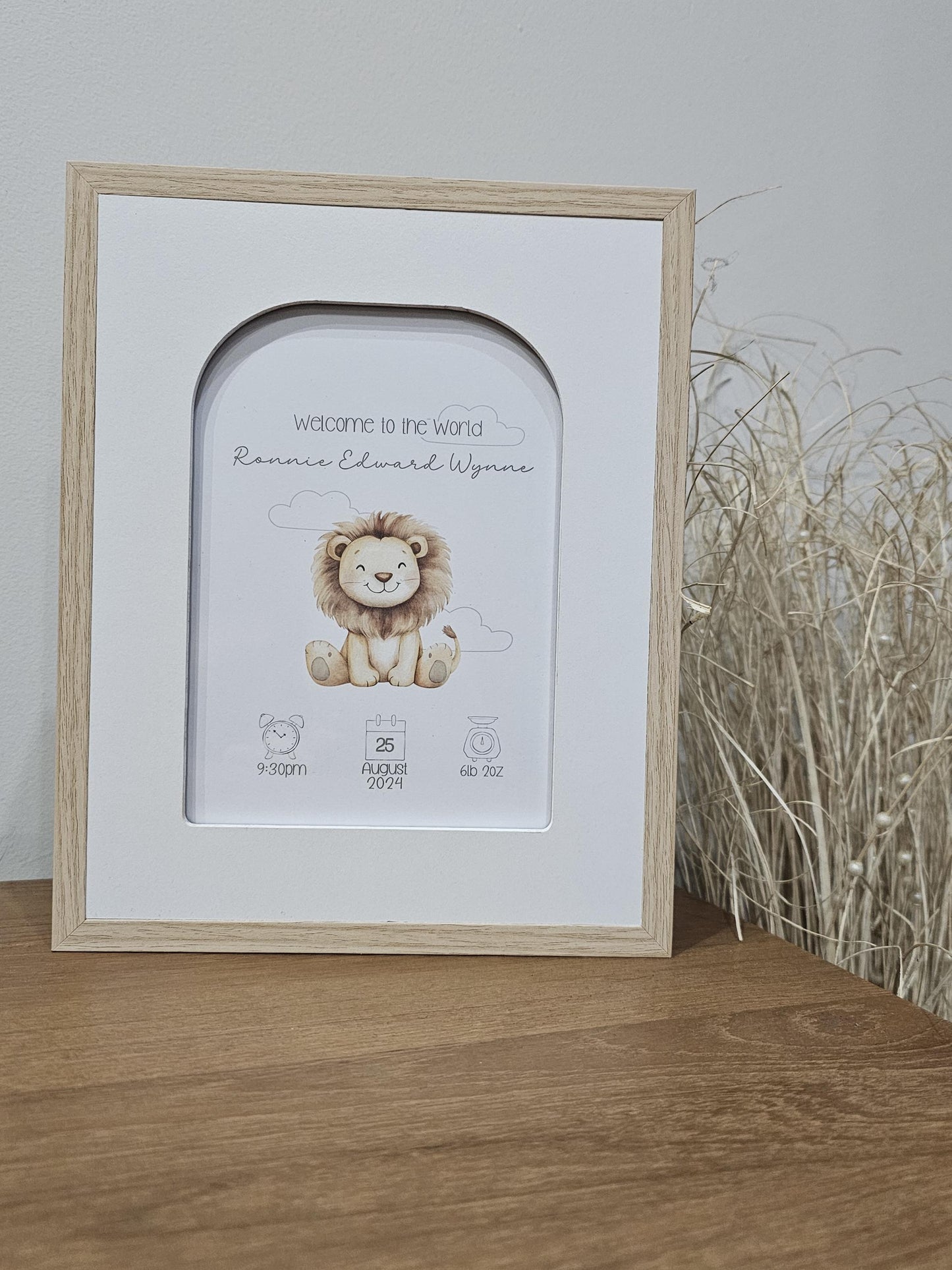 Personalised Birth Announcement Teddy Bear Print and Frame - Baby Announcements - Birth Stats - Nursery Decor - New Baby Gift
