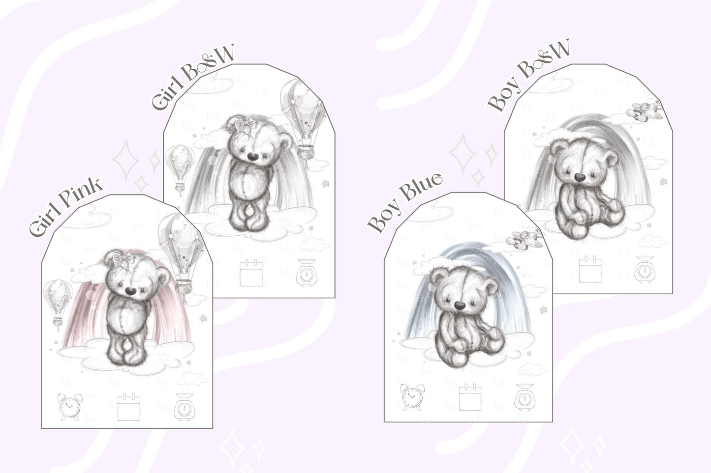 Personalised Birth Announcement Teddy Bear Print and Frame - Baby Announcements - Birth Stats - Nursery Decor - New Baby Gift