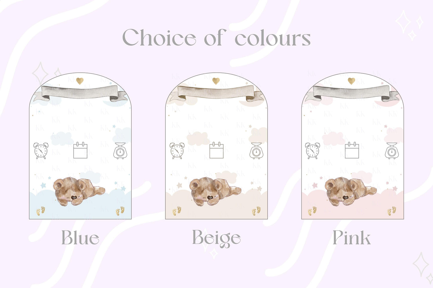 Personalised Birth Announcement Teddy Bear Print and Frame - Baby Announcements - Birth Stats - Nursery Decor - New Baby Gift