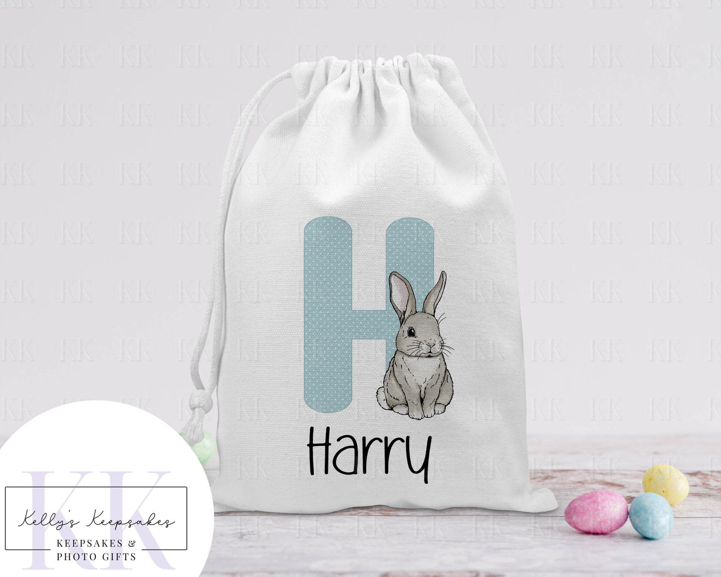 Personalised Easter Bunny Alphabet Sack - Easter Bunny Bag - Treat Bag, Snack Bag, Easter Egg Hunt - Girl, Boy, Children