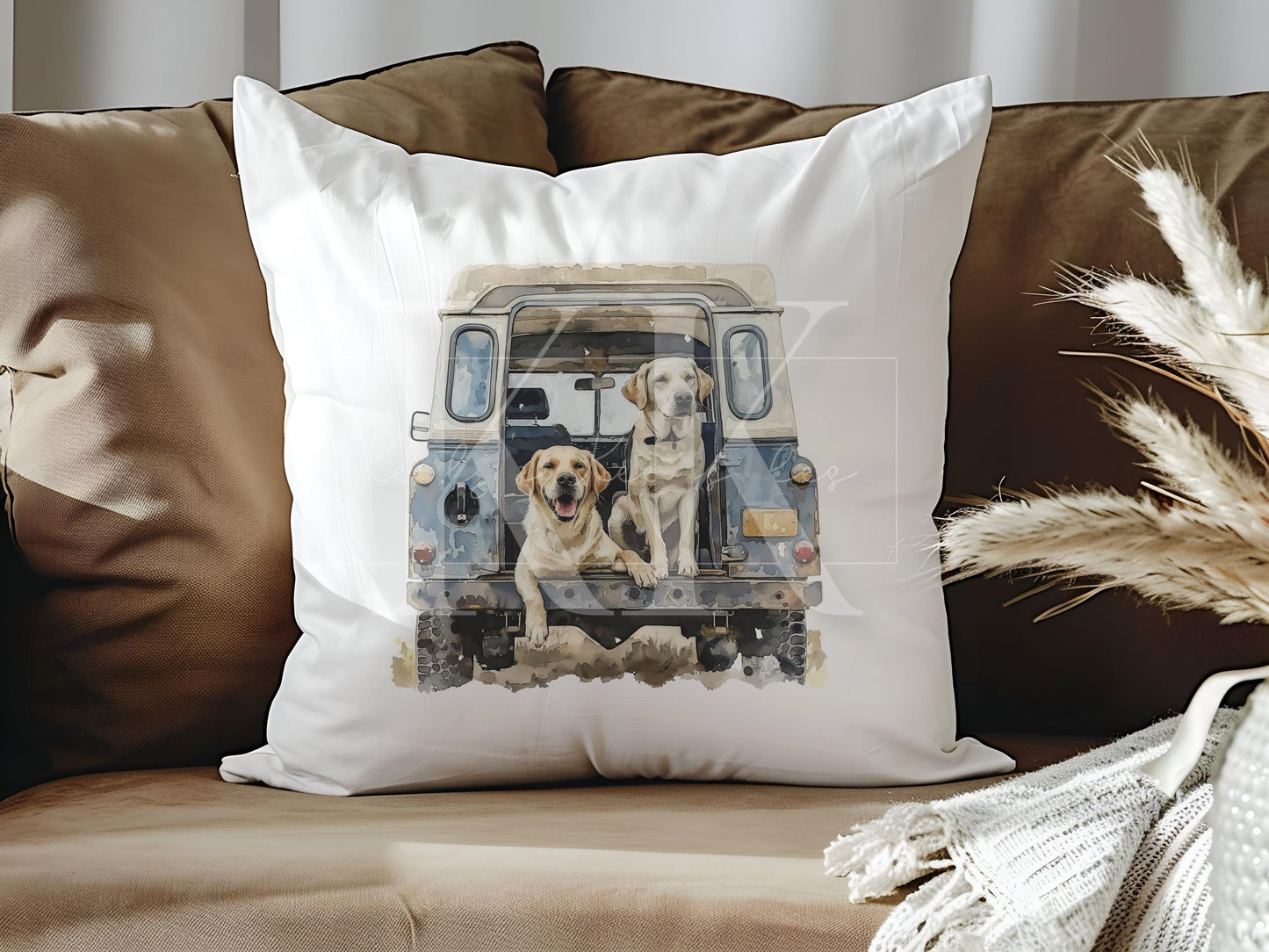 Working Dog Land Rover Velvet Cushion - Lab - Cocker - Collie - Rottweiler - Greyhound - Beagle -Shepherd - Terrier - Gun Dog - Countryside