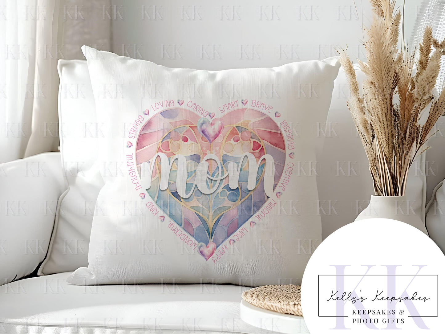 Mom - Mum - Mam mothers day gift - Velvet Cushion - Gift for Her - Stain glass Heart