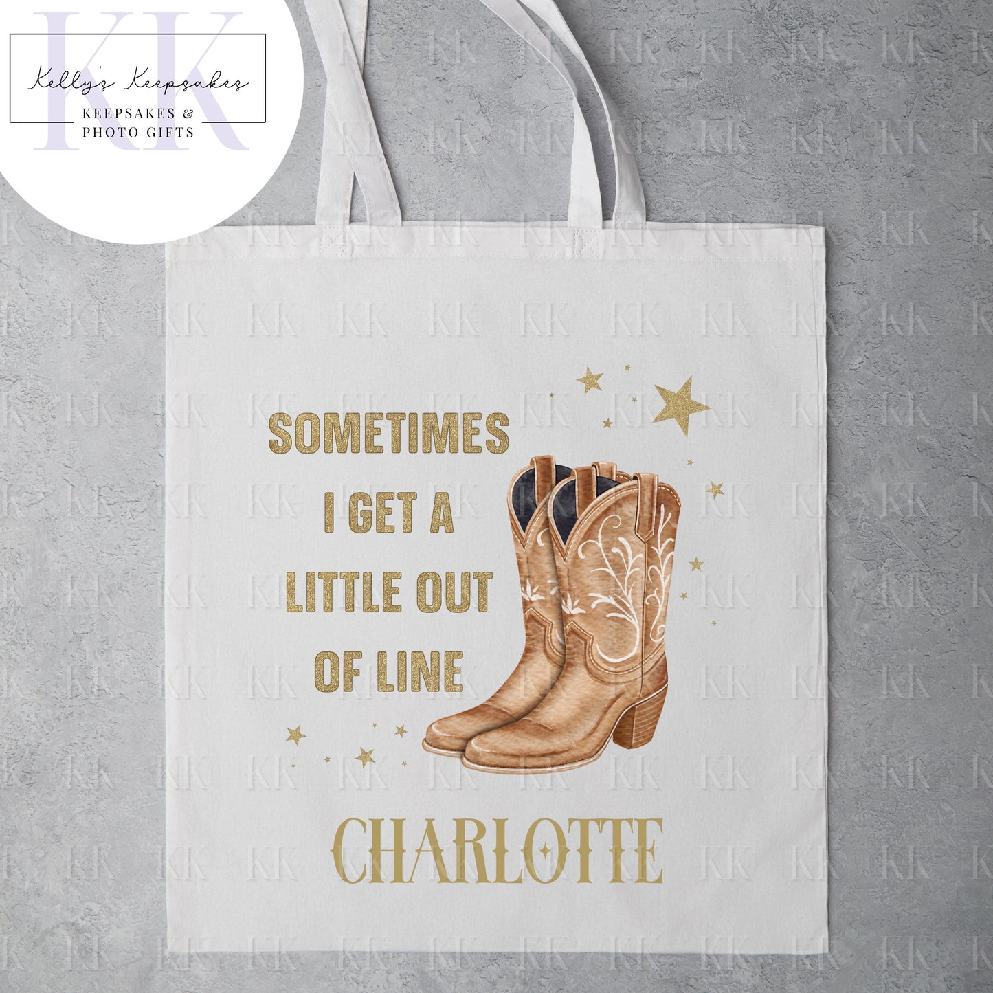 Cow Girl Personalised tote bag - Lets Go Girls - Keepsakes - Hen Do - Personalised Birthday - Gift For Her - line dancing