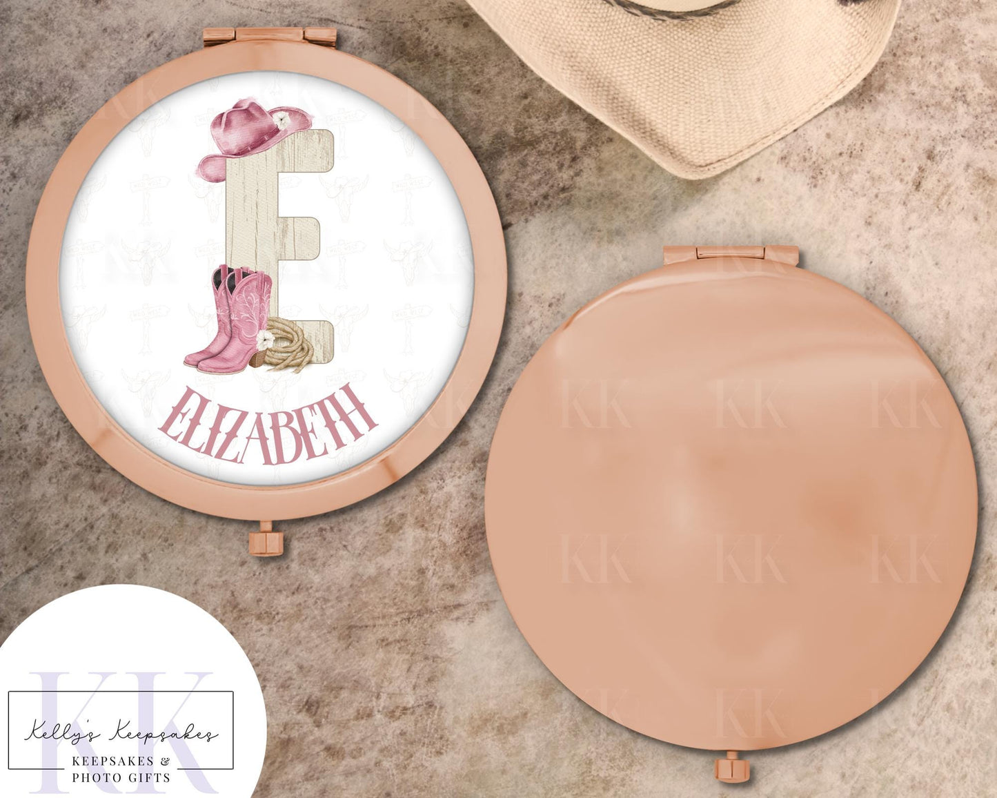 Cow Girl Personalised Compact Mirror - Lets Go Girls - Keepsakes - Hen Do - Personalised Birthday - Gift For Her