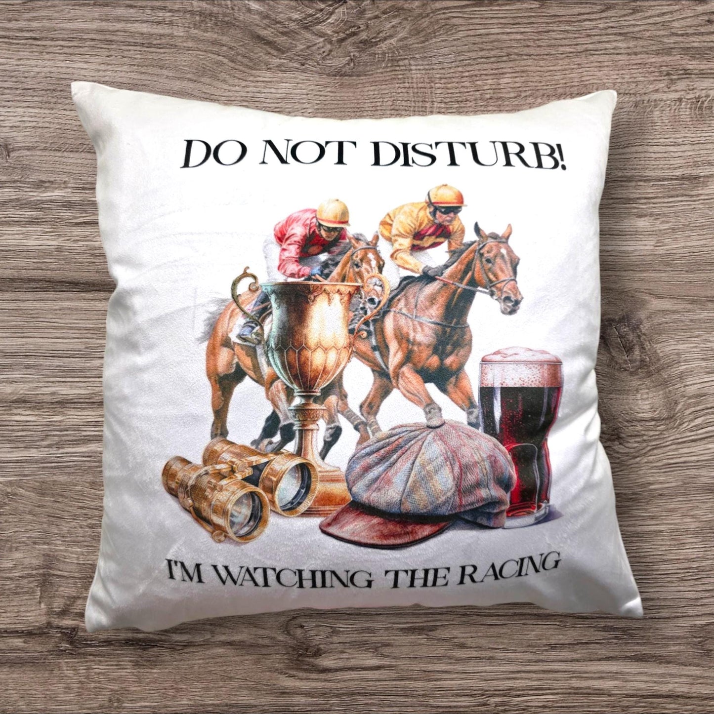 Horse Racing Personalised Cushion - Do Not Disturb The Racing Is On - Horse Races - Betting Slip - Racing Horse - Gift for him