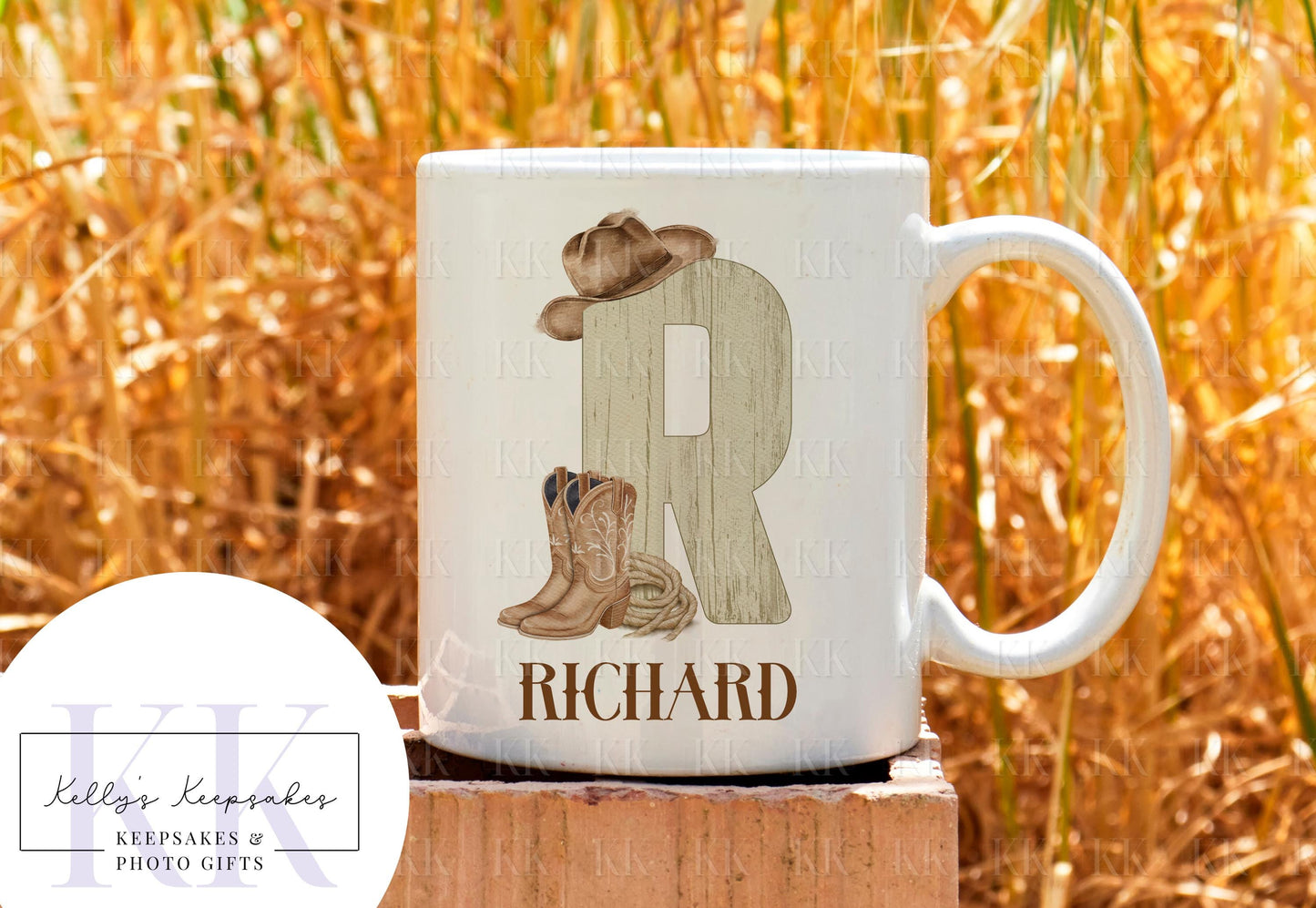Cowboy Alphabet Personalised Mug - Cowgirl - Cowboy boots - gift for her - gift for him - Pink or Neutral - keep it country