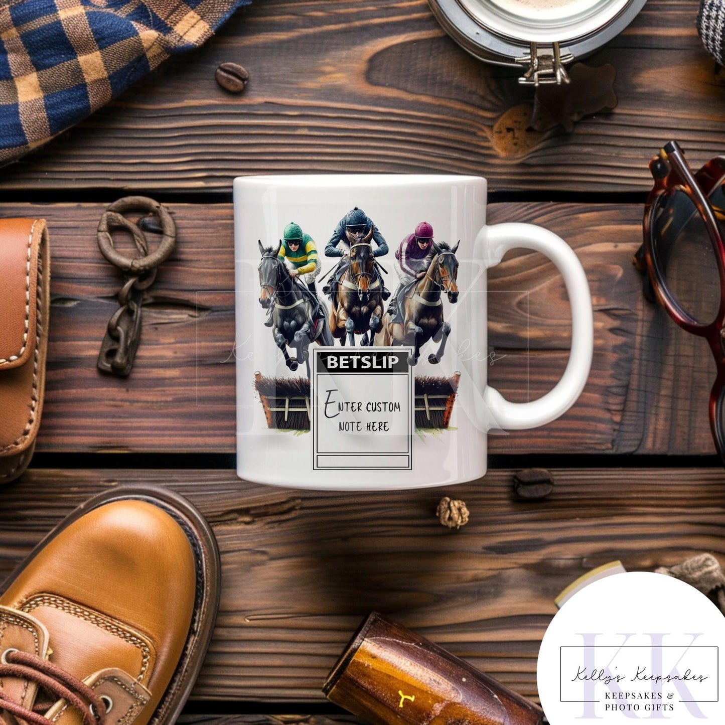 Horse Racing Mug - Horse Races - Betting Slip - Race Horse - Gift for him - Fathers Day - Custom Note