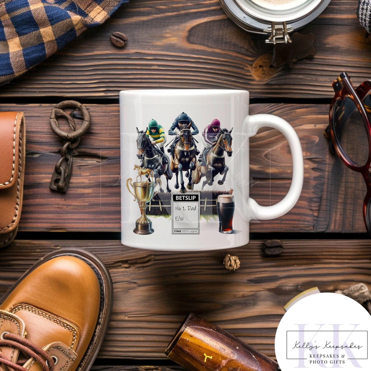Horse Racing Mug - Horse Races - Betting Slip - Race Horse - Gift for him - Fathers Day - Custom Note