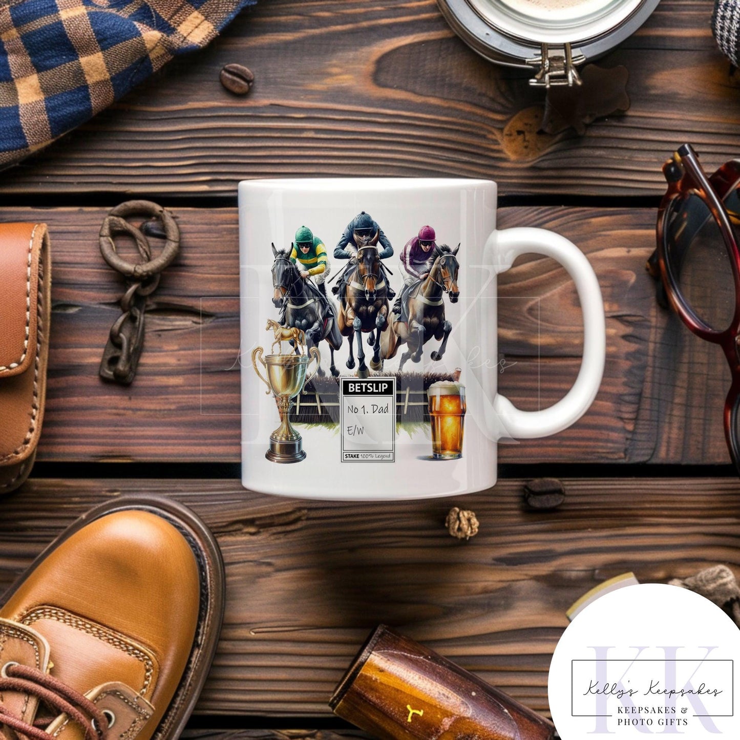 Horse Racing Mug - Horse Races - Betting Slip - Race Horse - Gift for him - Fathers Day - Custom Note