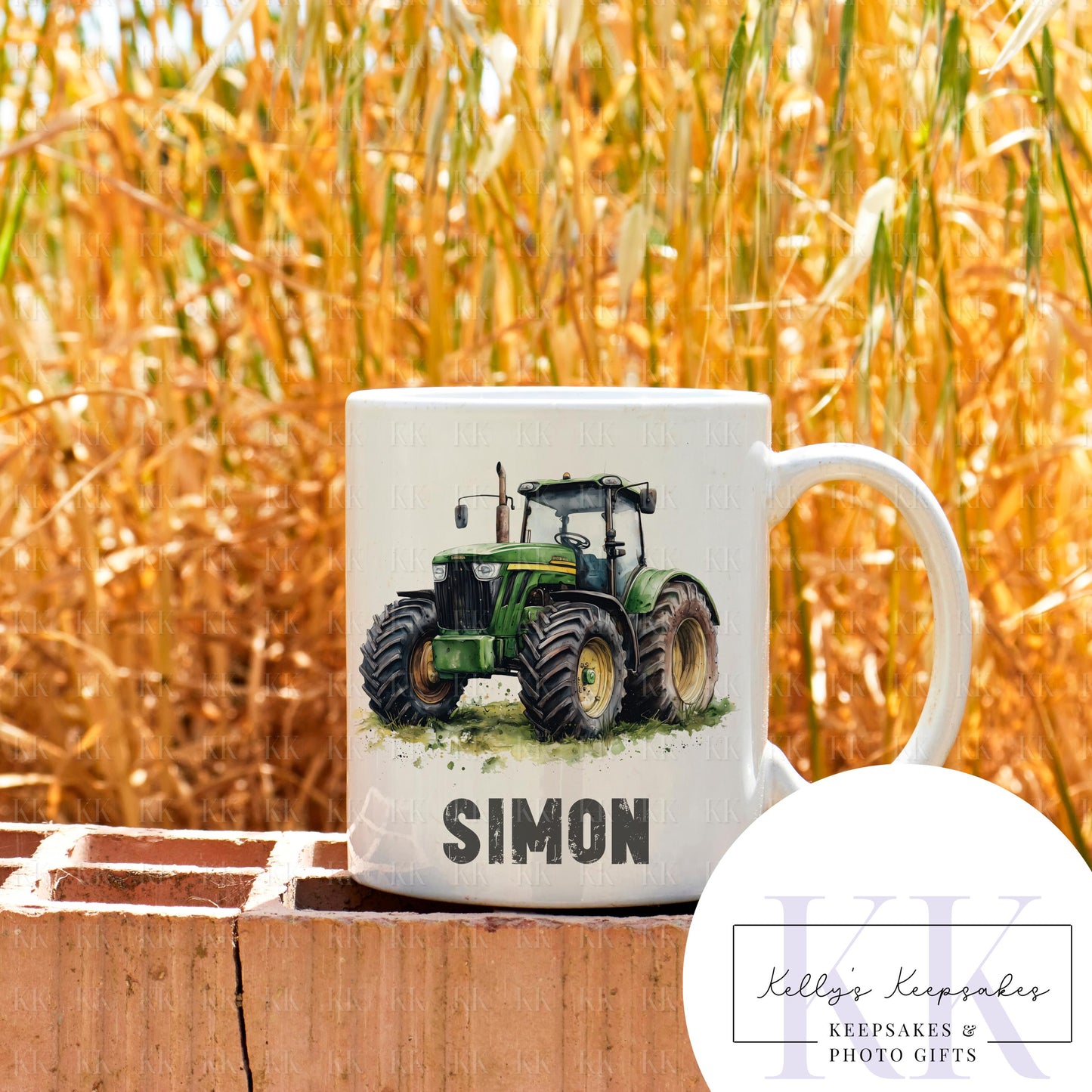 Personalised Tractor Mug - Farmer - Water colour -Farm life - Gift for Farmer - ADD NAME - Tractor gift - 2