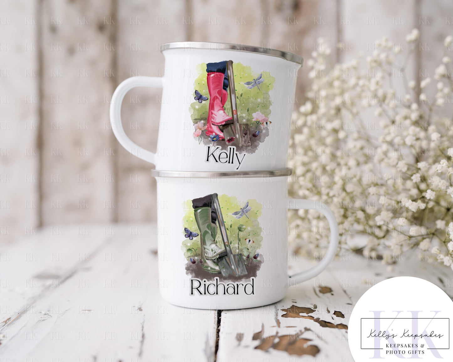 Personalised Gardening Wellington Boot Mug - Enamel Mug - Ceramic Mug - Welly Boots - Gift for him - Gift for her - Gardener - Gardening