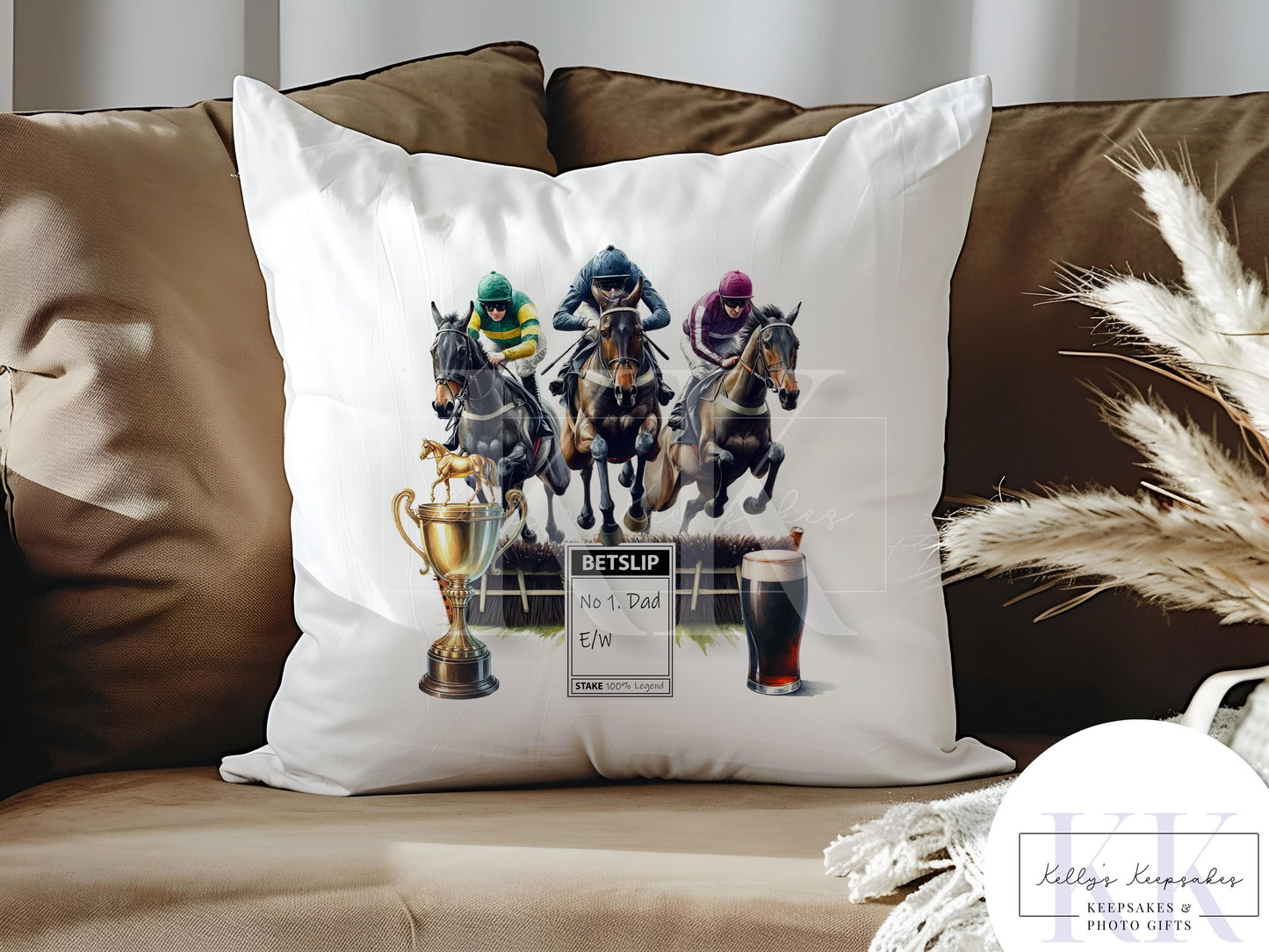 Horse Racing Personalised Cushion - Horse Races - Betting Slip - Racing Horse - Gift for him