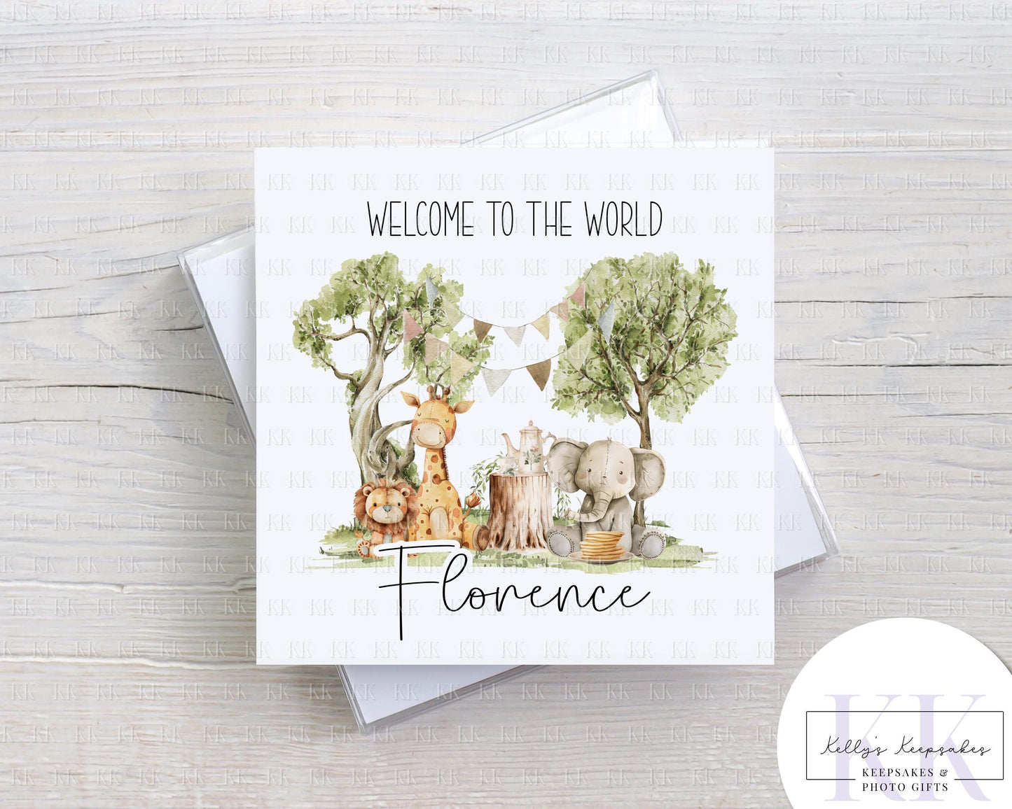 Welcome to the world Safari Themed Card - Kids - Children - Cards for kids birthdays - Newborn
