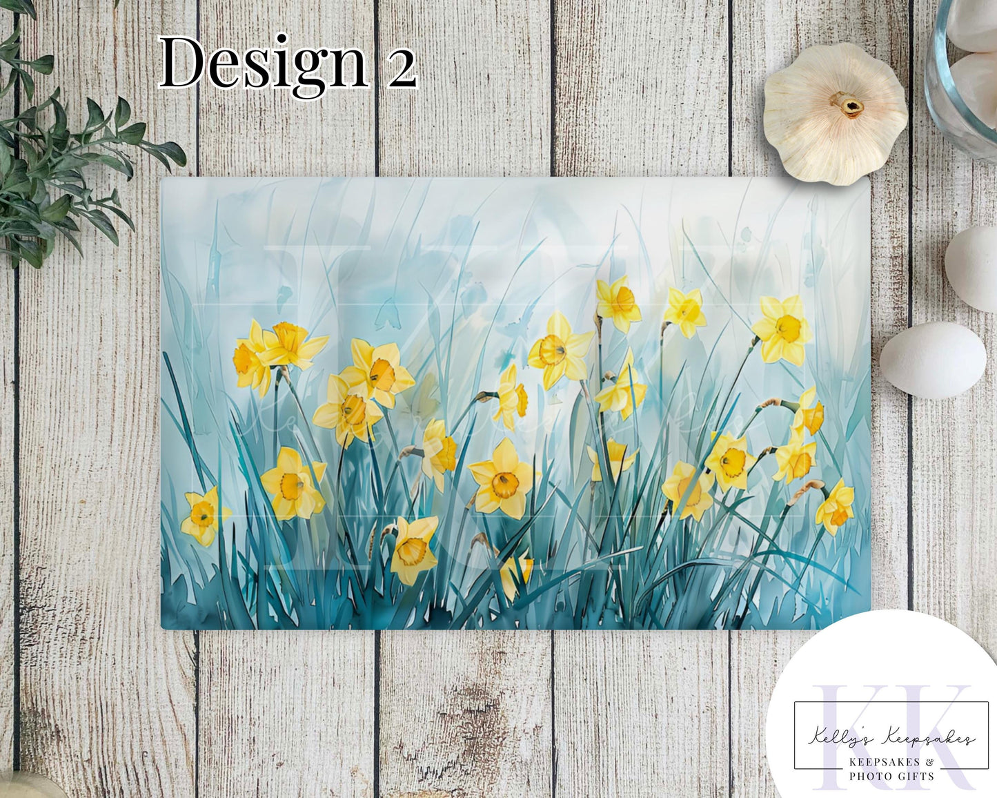 Daffodil Kitchen Glass Chopping board - Worktop Saver - Kitchen Chopping Board - Country Kitchen - Farmhouse- flower gift