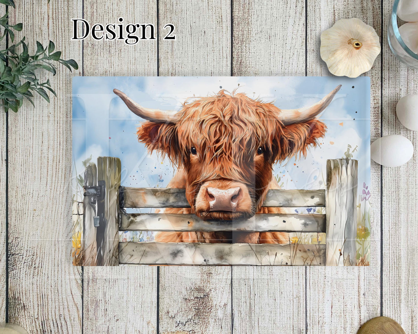 Highland Cow Glass Chopping Board - Kitchen Counter Saver - Work Top Saver - Country Decor - Kitchen Decor - New Home Gift- Highland Coo