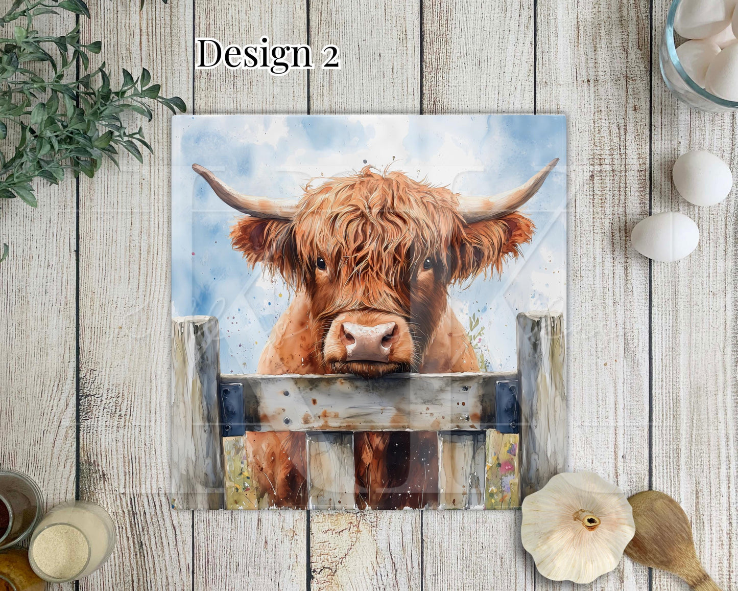 Highland Cow Glass Chopping Board - Kitchen Counter Saver - Work Top Saver - Country Decor - Kitchen Decor - New Home Gift- Highland Coo