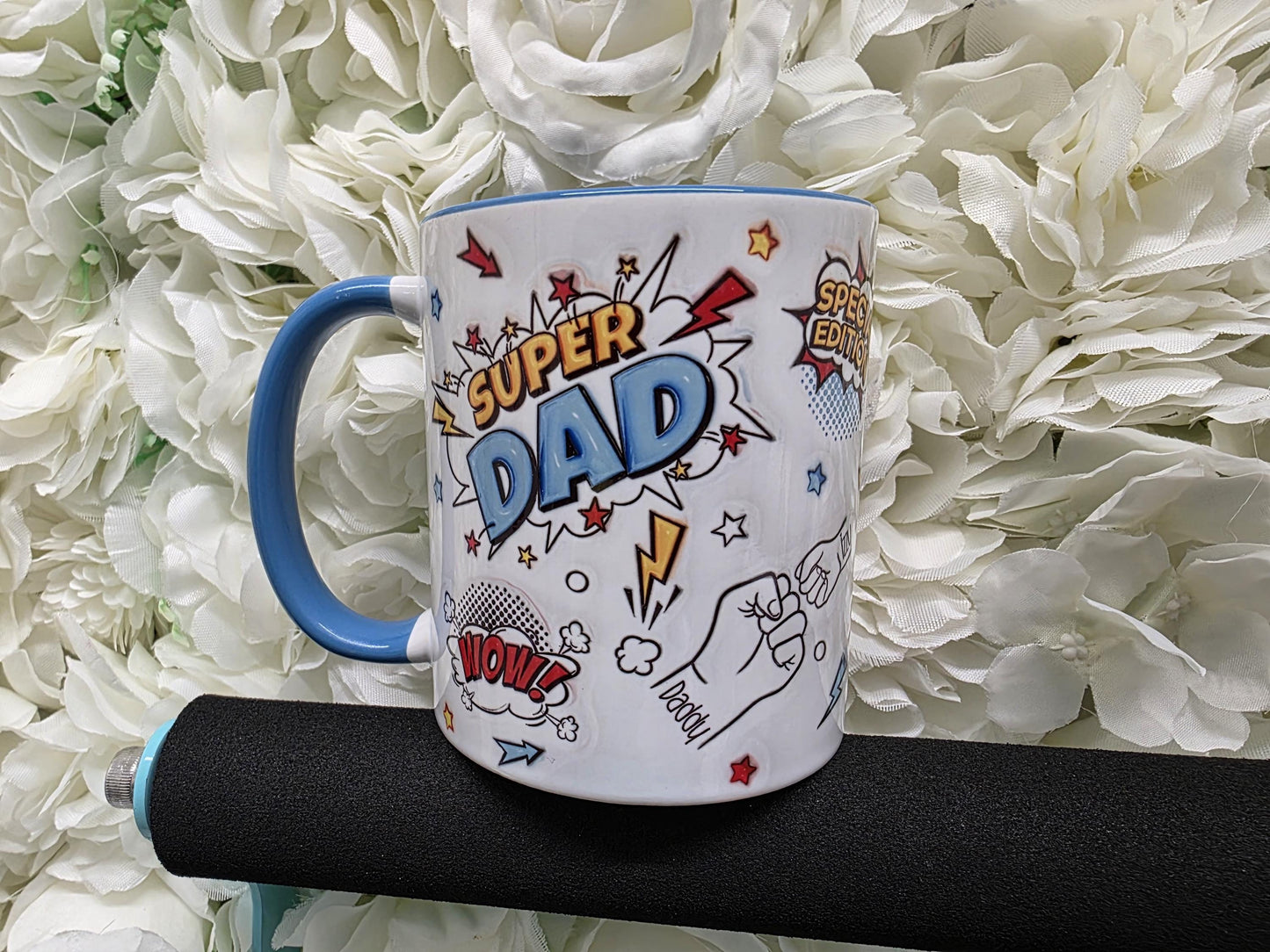Personalised Super Dad Fist Bump Mug - Fathers Day - Dad & Children - Daddy - Gift for him - upto 6 hands - Super Hero