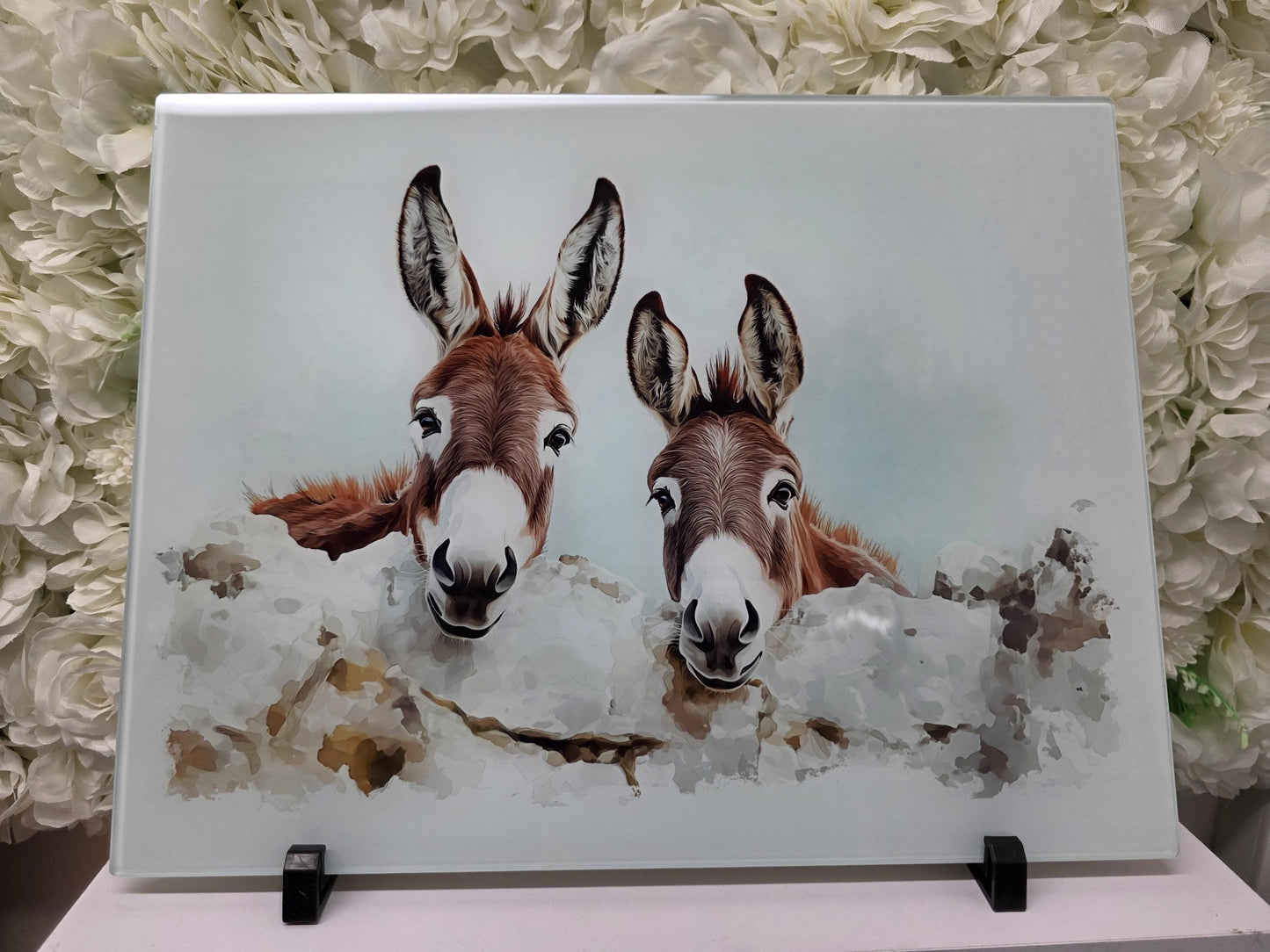 Donkey Kitchen Glass Chopping board - Worktop Saver - Kitchen Chopping Board - Country Kitchen - Farmhouse- Donkey Gift
